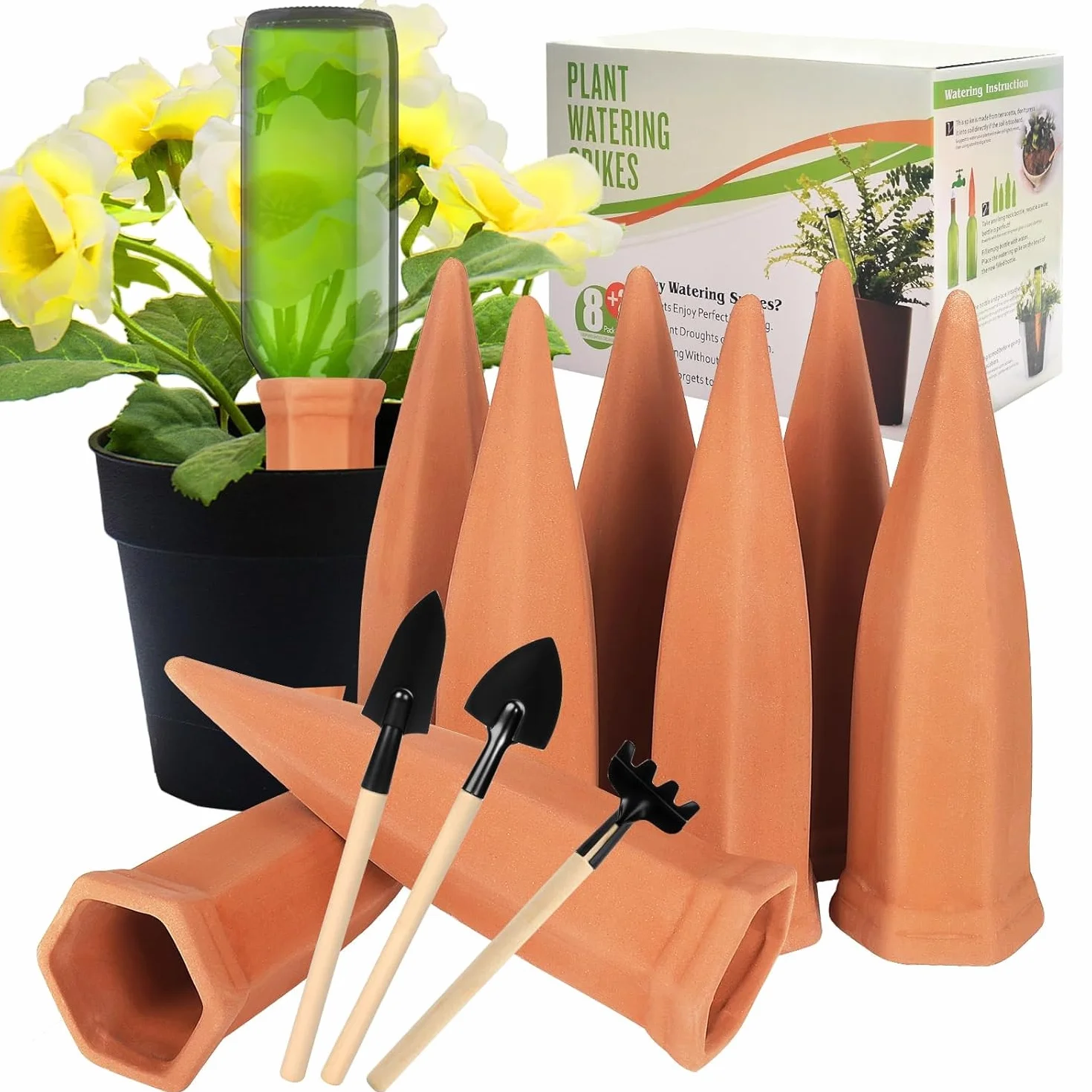 Coni Irrigatori per Piante,Strumenti per Irrigazione,Irrigazione Automatica per Piante da Interno,Kit da 8 Coni per Piantes,Pianta Acqua Dispositivi per Giardino Casa All'aperto per Vacanza