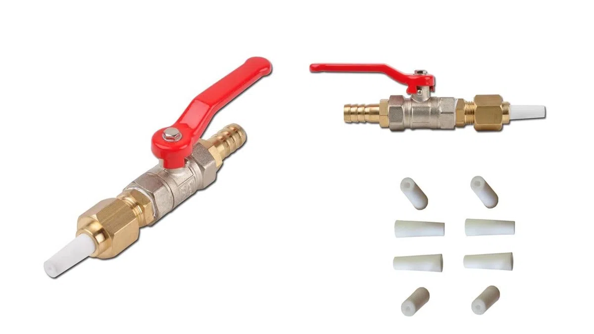 Valvola porta ugello 3/8" per sabbiatura sabbiatrice + 8 ugelli in ceramica bianca