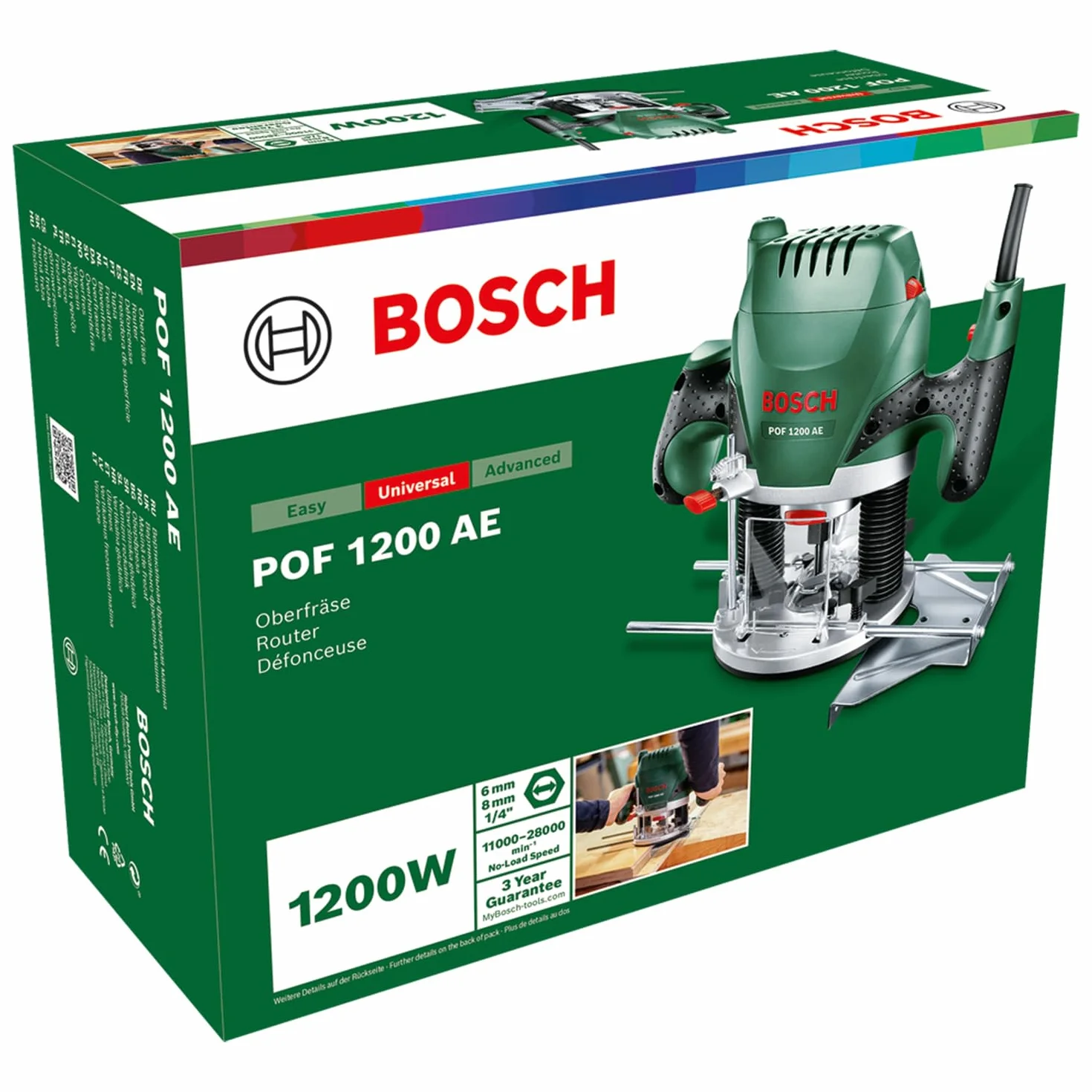 Bosch Home And Garden 060326A100 POF 1200 AE Fresatrice, 1200 W, 230 V, Multicolore, 1 Pezzo
