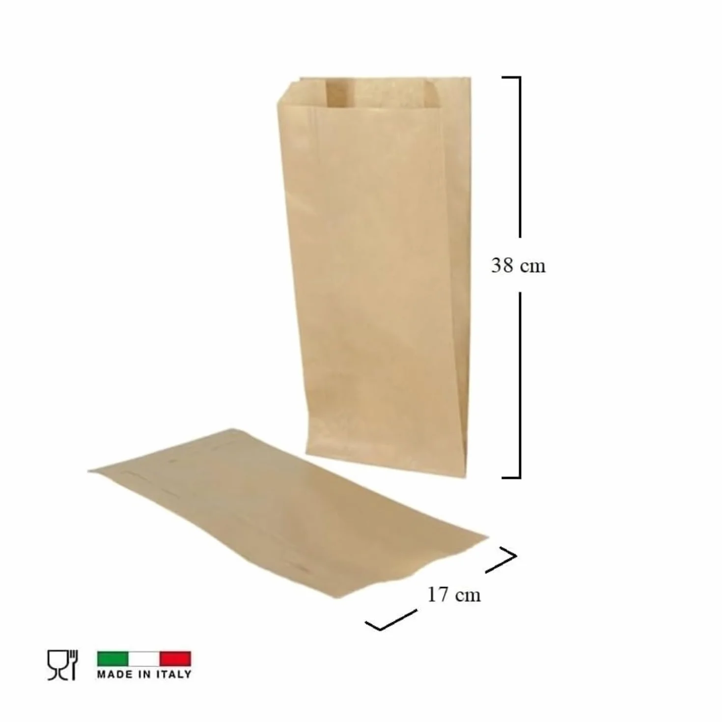 Virsus 1000 Sacchetti di Carta per Alimenti 17x34 cm Buste Kraft