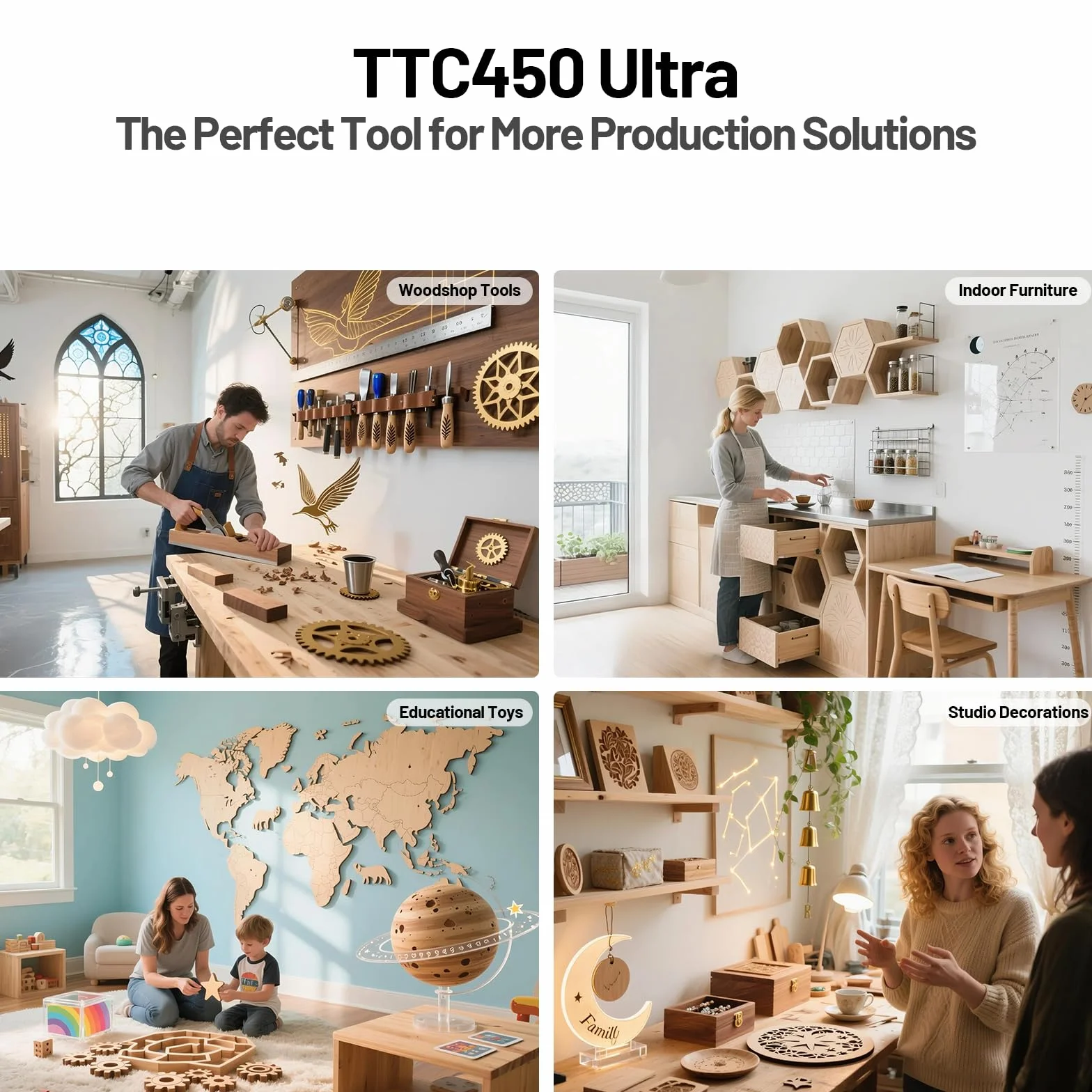 Twotrees TTC450 Ultra 500 W CNC fresatrice commutabile tra CNC e modalità di incisione laser, con controller touch screen da 3,5 pollici, macchina per incisione CNC per metallo, alluminio, legno