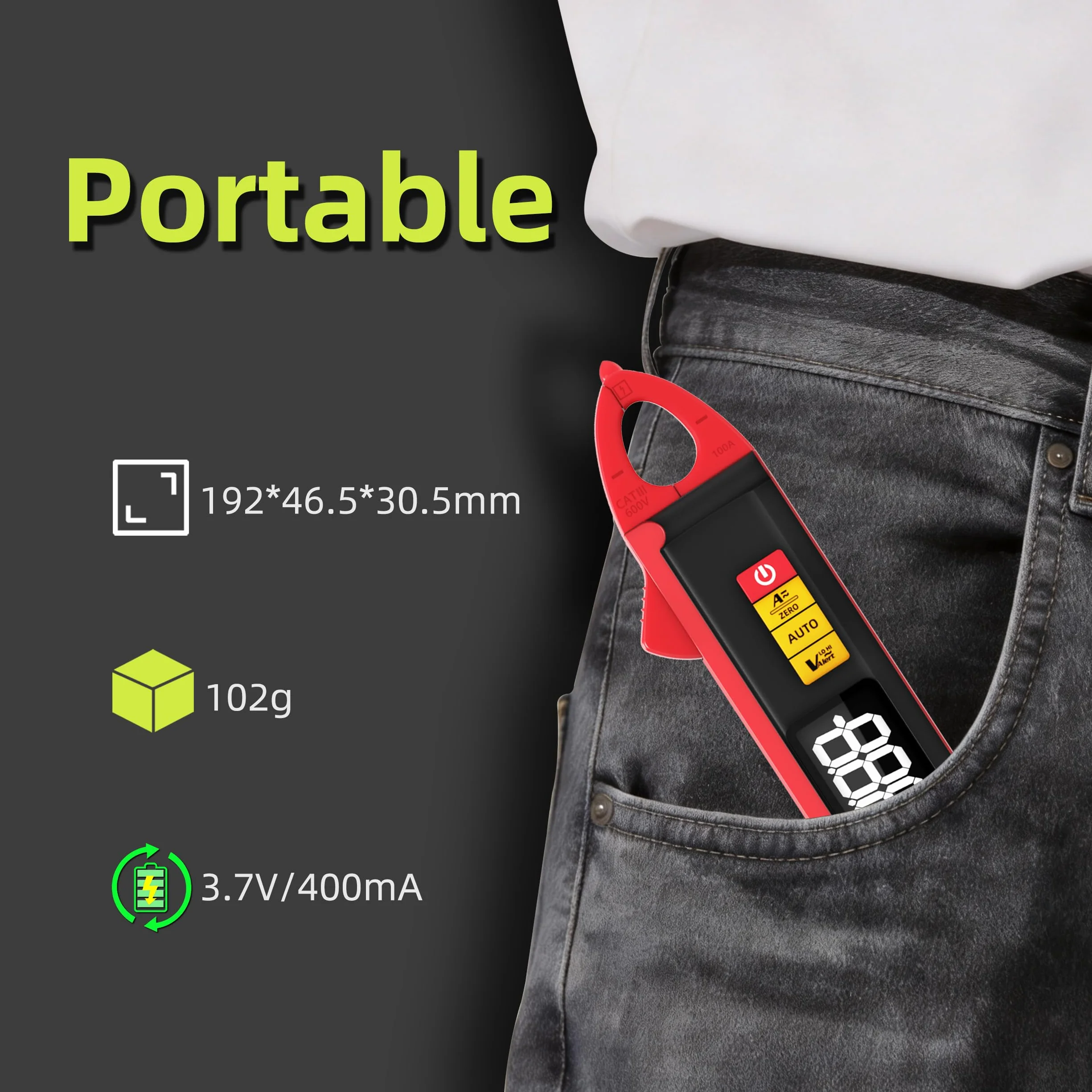 BSIDE UX1 1mA Pinza Amperometrica Bassa Corrente DC AC TRMS, Pinza Corrente di Dispersione per Automotive, Multimetro Automatico Ricaricabile di Tensione Resistenza Capacità Diodi Temperatura e NCV