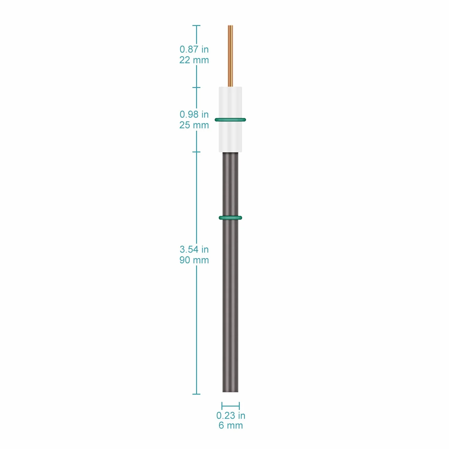 Asta Elettrodo di Grafite 99,95% con Adattatore in PTFE per Cella Elettrolitica