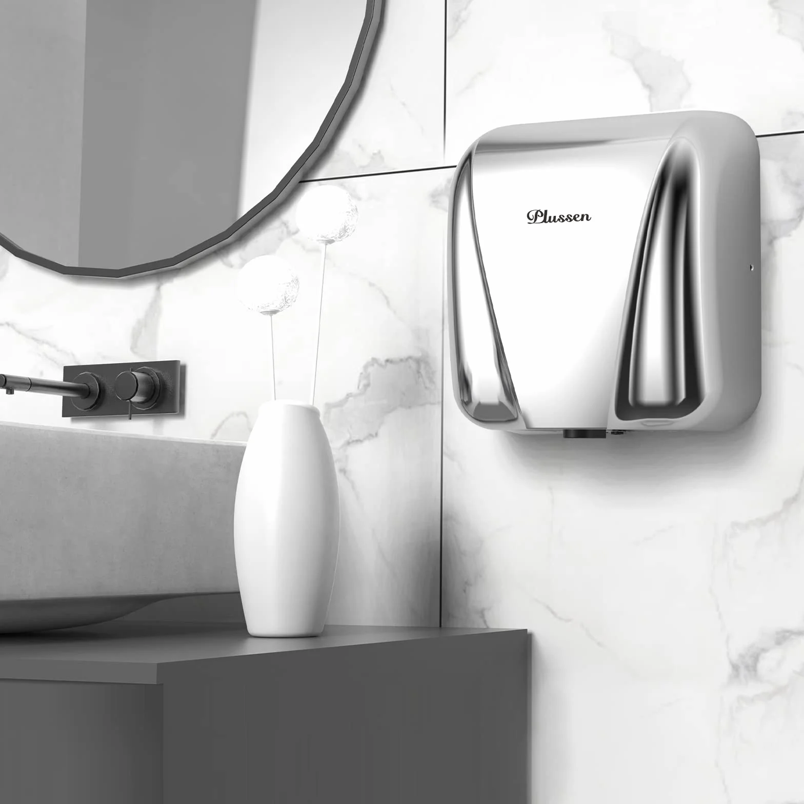 Asciugamani Elettrico Automatico 1800W Asciugatura Rapida 7-10 Secondi Acciaio Inox