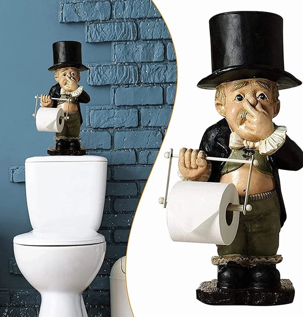 Portarotolo di Carta igienica Statua Bagno Decorazione Dispenser Asciugamani