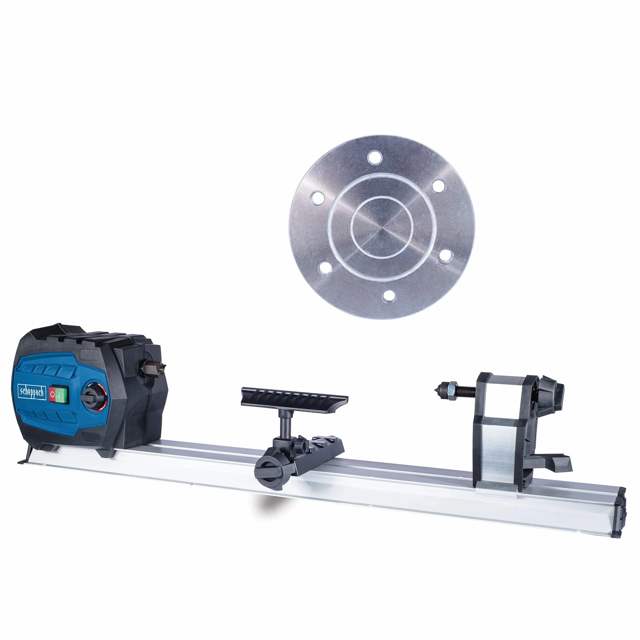 Scheppach DM600VARIO Tornio tornio | 550 W potenza | velocità continua – velocità variabile di 800 – 3000 giri | pezzo massimo 60 x 25 cm con disco