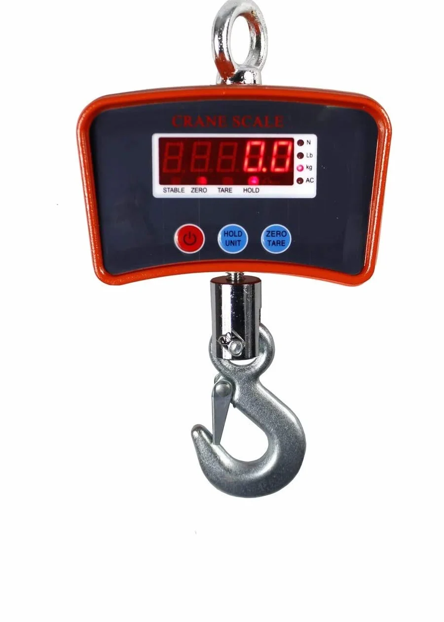 Vetrineinrete® Bilancia digitale 500 kg con gancio da gru in acciaio industriale peso capacità fino a 500kg con Display Lcd retroilluminato pesa bagagli valigia e per pesca