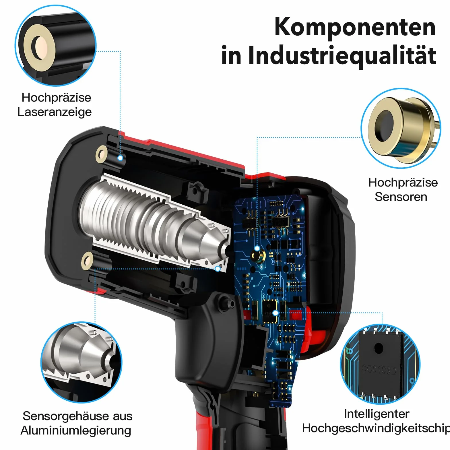 Termometro a Infrarossi MESTEK Digitale Laser -40°C~1600°C con K-Probe Senza Contatto LCD