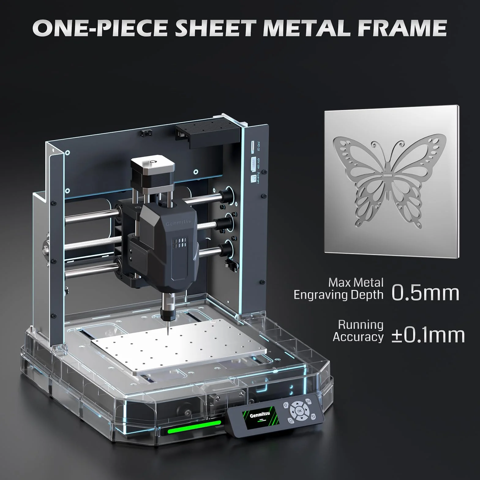 Genmitsu Cubiko Fresatrice CNC Desktop per Hobby, Pantografo CNC con Misurazione Automatica Z, Supporto Wi-Fi e App, Macchina CNC per PCB, Legno e Metalli Morbidi, Design Compatto e Sicuro