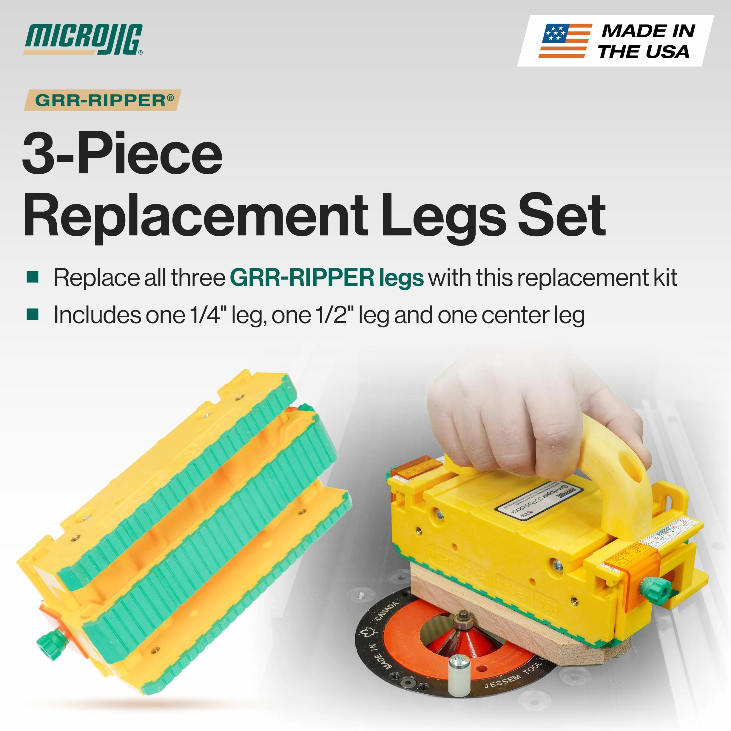 Micro Jig GRR-Ripper Yellow 3-Piece Replacement Leg Set