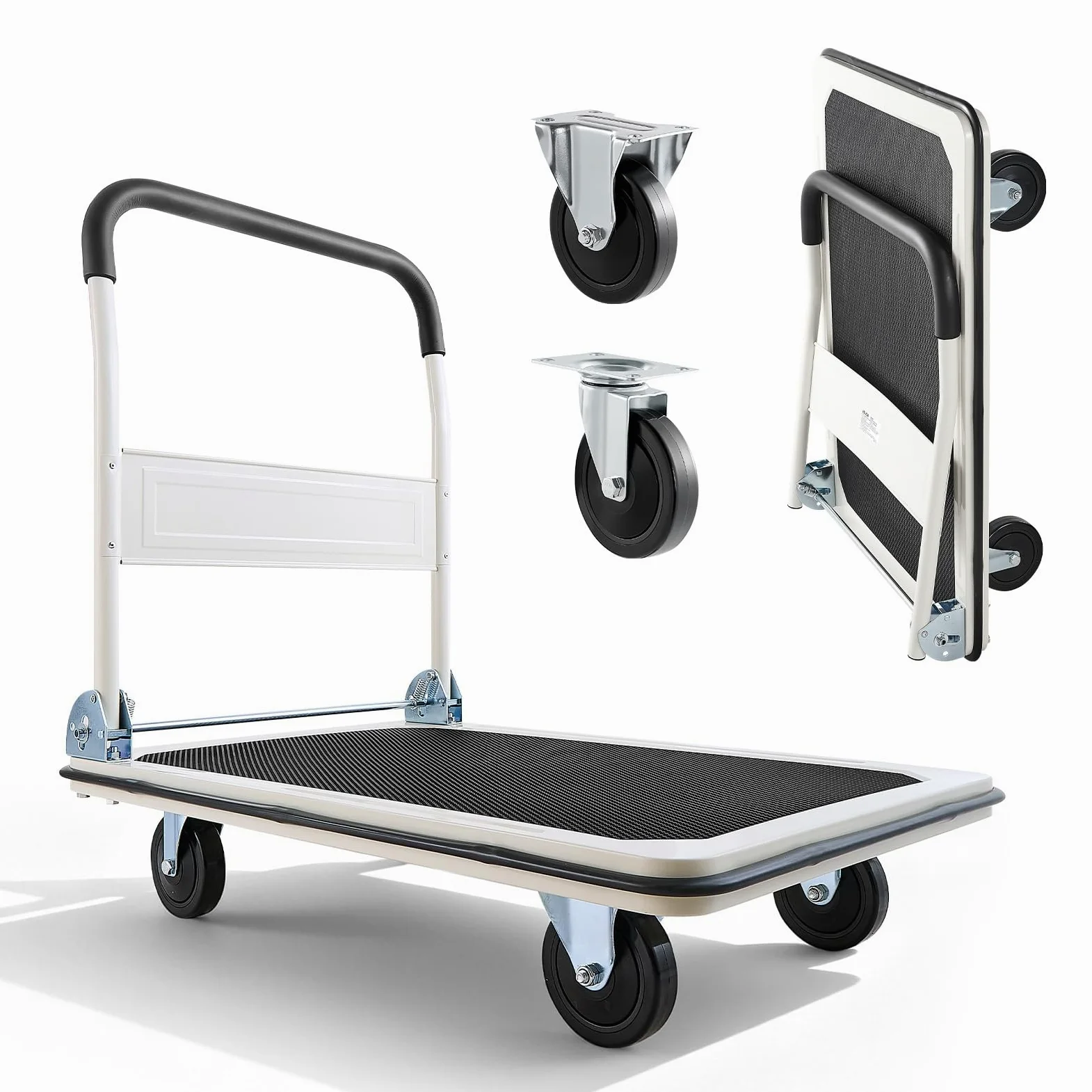 VEVOR Carrello Pieghevole per Trasporto Capacità max. 299,37 kg, Carrello con Piattaforma Pieghevole per Pacchi Merci Traslochi, Maniglia di Spinta, Dimensioni Aperte 900 x 870 x 610 mm