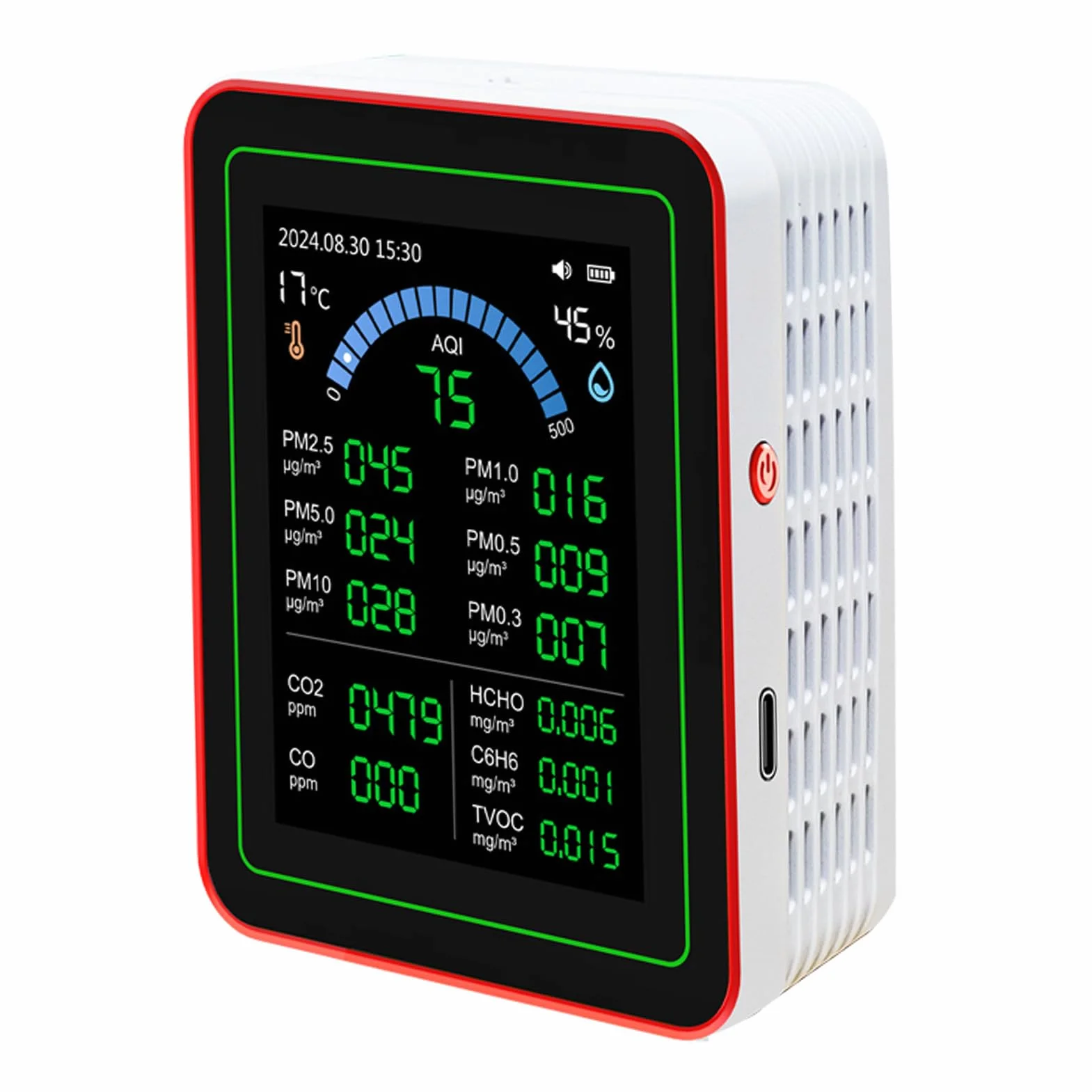 18 in 1 Monitor per qualità aria interna CO2 HCHO TVOC PM2.5 PM10