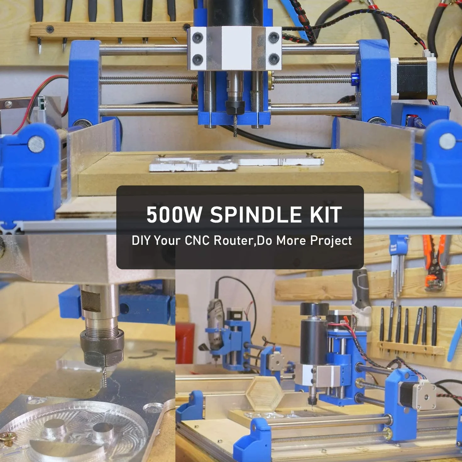 Daedalus Kit Motore Mandrino Spazzolato CNC, 500 W, ER11