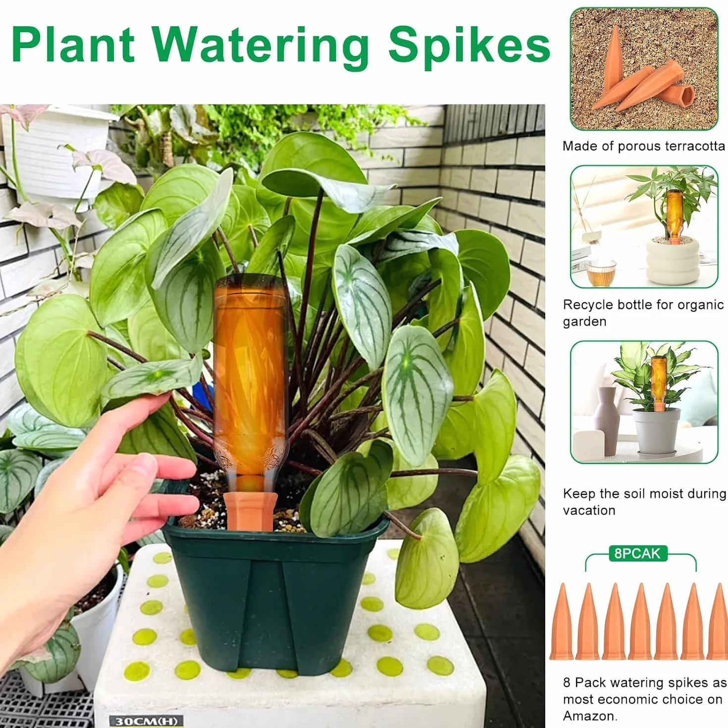 Coni Irrigatori per Piante,Strumenti per Irrigazione,Irrigazione Automatica per Piante da Interno,Kit da 8 Coni per Piantes,Pianta Acqua Dispositivi per Giardino Casa All'aperto per Vacanza