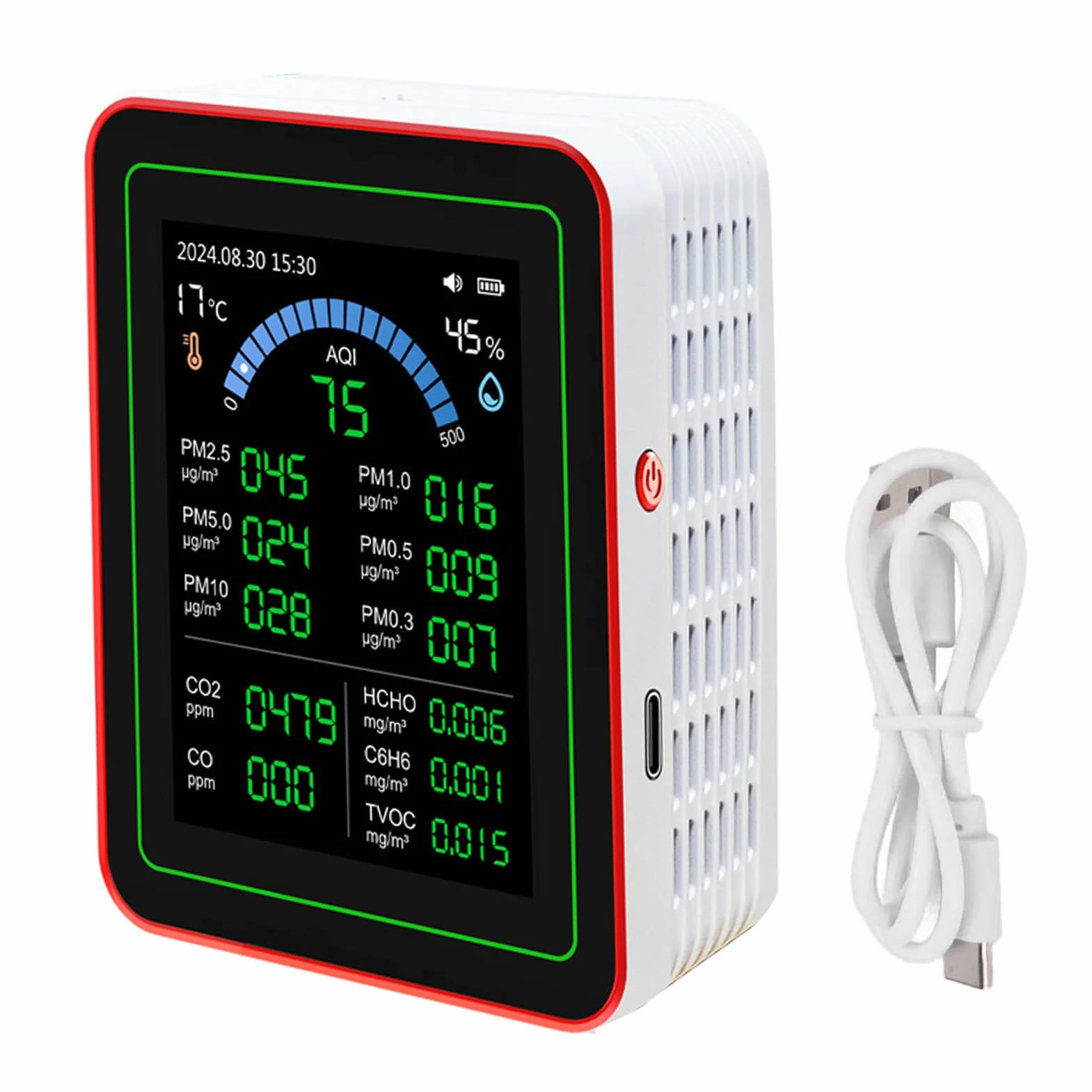 18 in 1 Monitor per qualità aria interna CO2 HCHO TVOC PM2.5 PM10