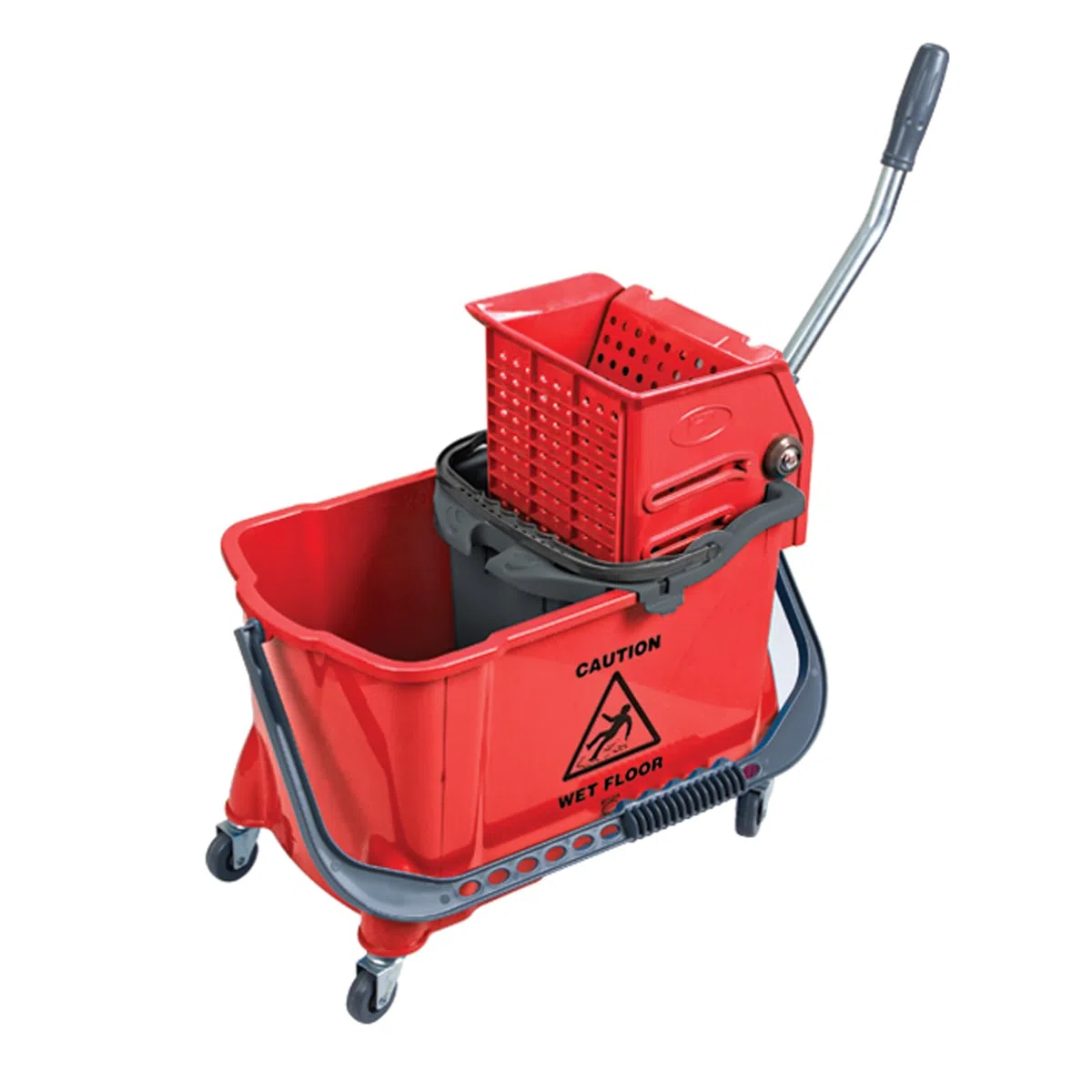La Briantina Carrello Lavapavimenti Rombo con Strizzatore e Rotelle Professionale, 34 Litri, 69x32x72 cm, Codice Colore Rosso
