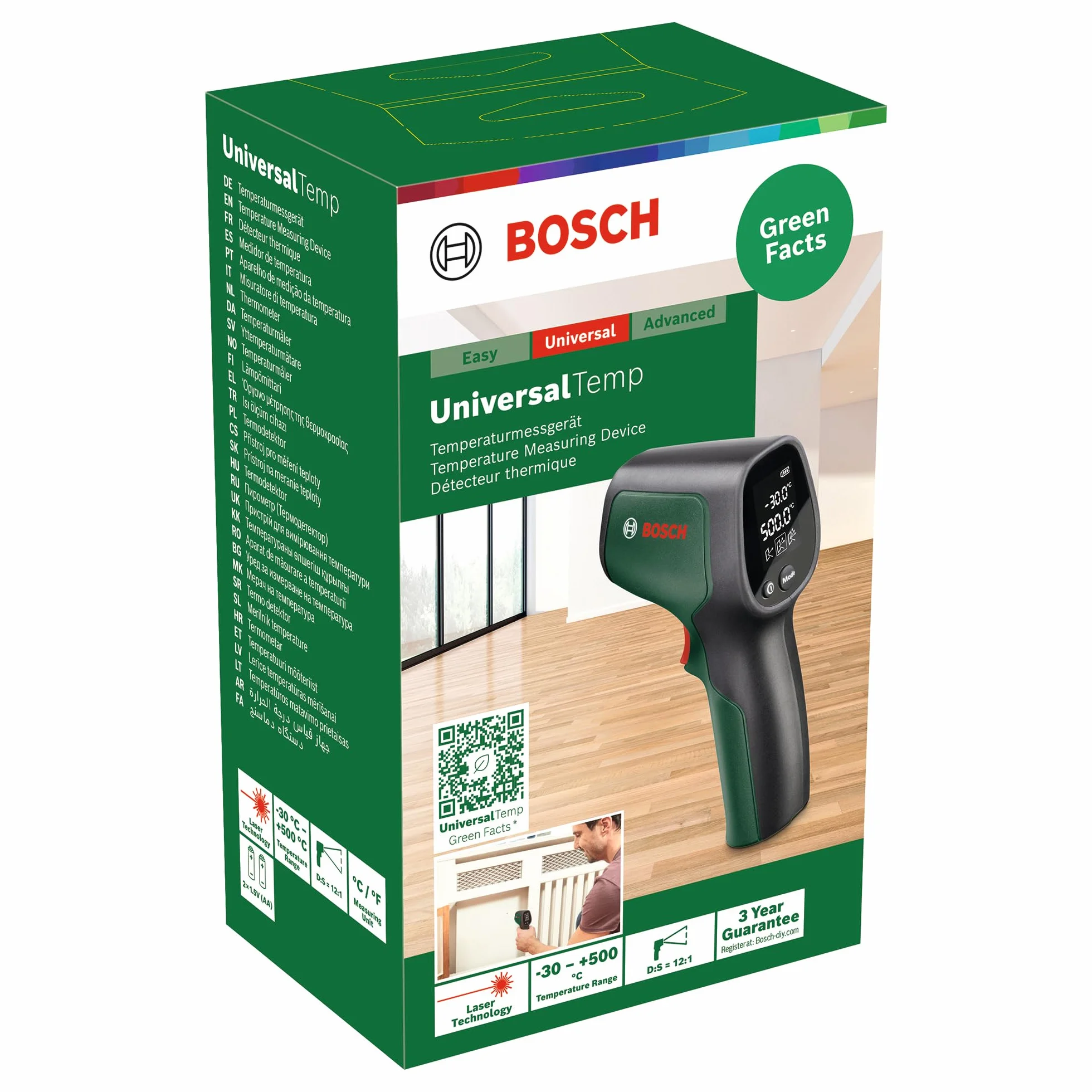 Bosch termometro a infrarossi UniversalTemp -30 °C...+500 °C 3 gruppi di materiali predefiniti