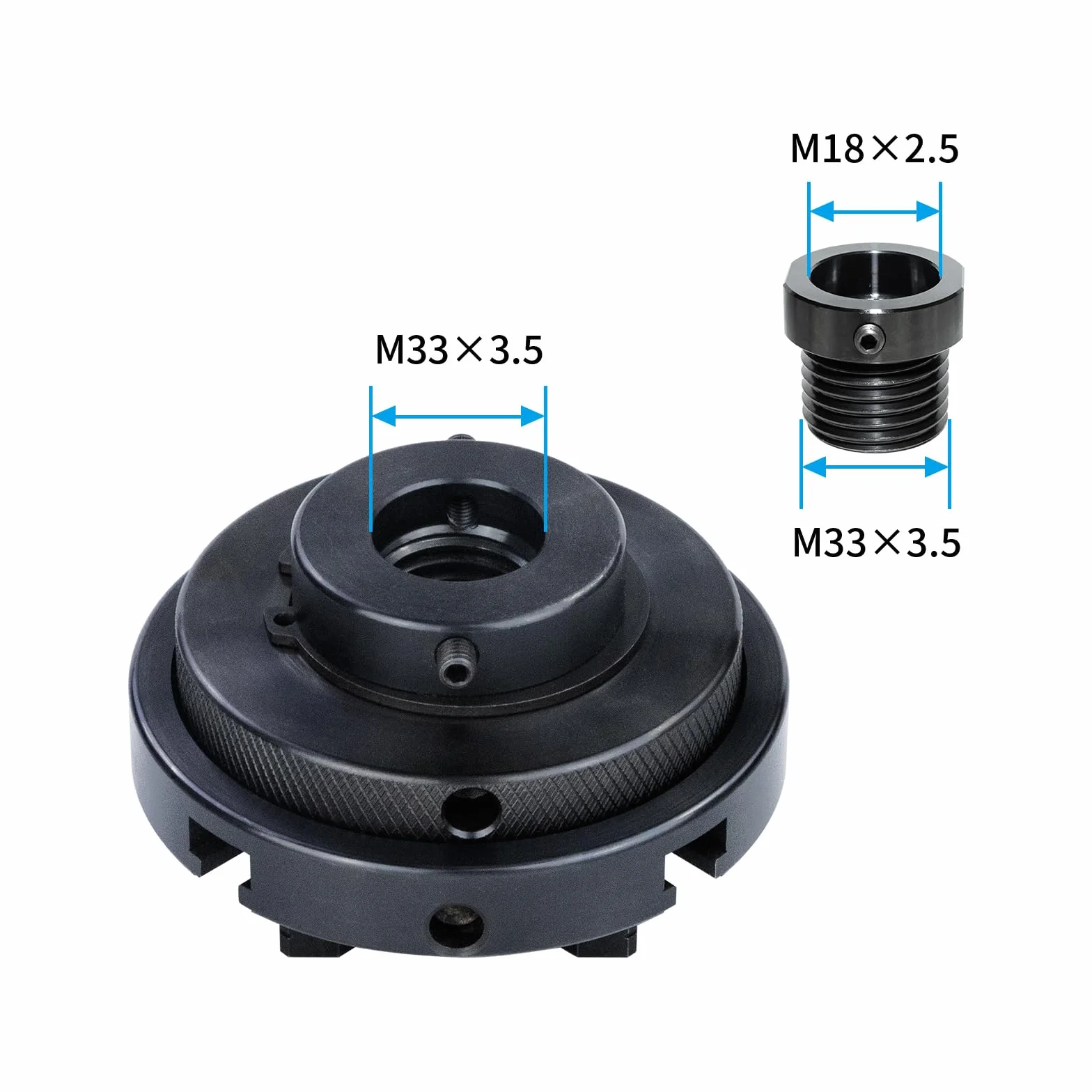 Mandrino per Tornio Professionale in Metallo Dimensioni 102mm Mandrino per Tornio a 4 Ganasce M33X3.5 e M18X2.5 per Legno