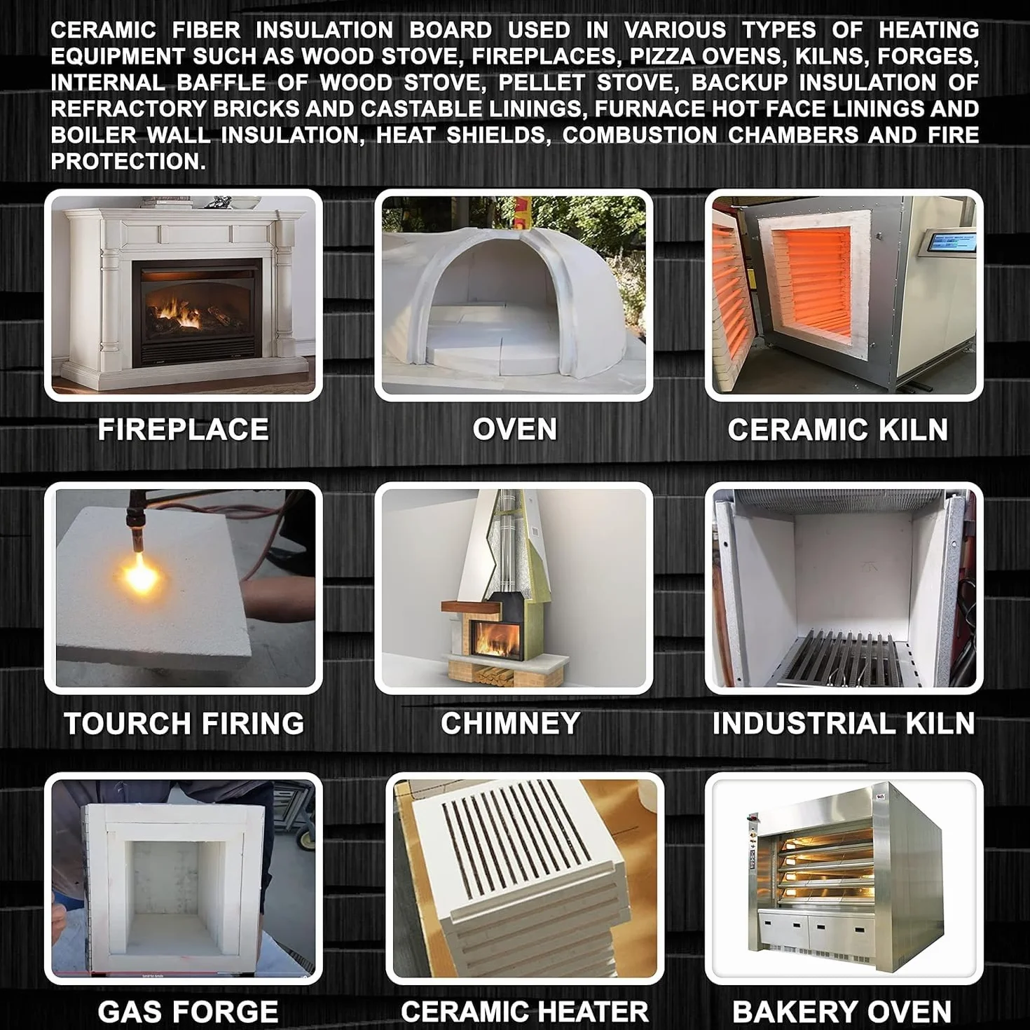 Pannello isolante termico in fibra ceramica ad alta temperatura - Confezione da 3 - Isolamento ignifugo e ignifugo