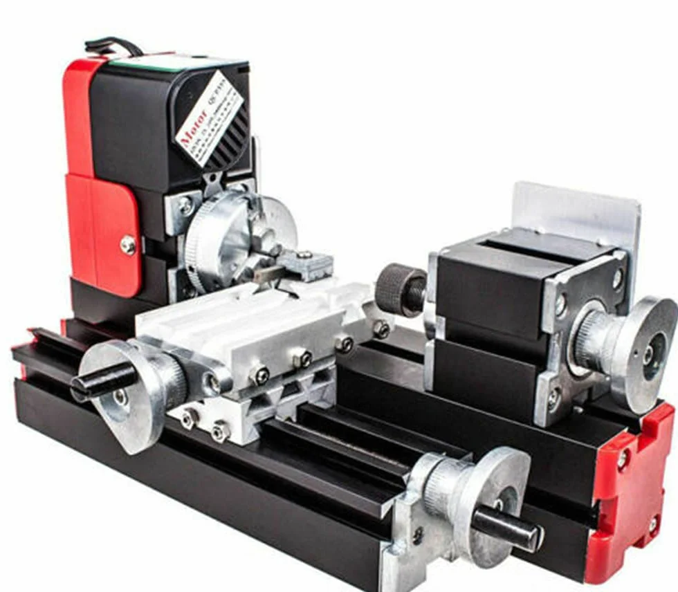 Mini Tornio per Metallo, Mini Tornio Manuale Motorizzato per Lavorazione del Legno DC 12V Mini Macchina Manuale per Lavorazione del Legno 20000 giri/min