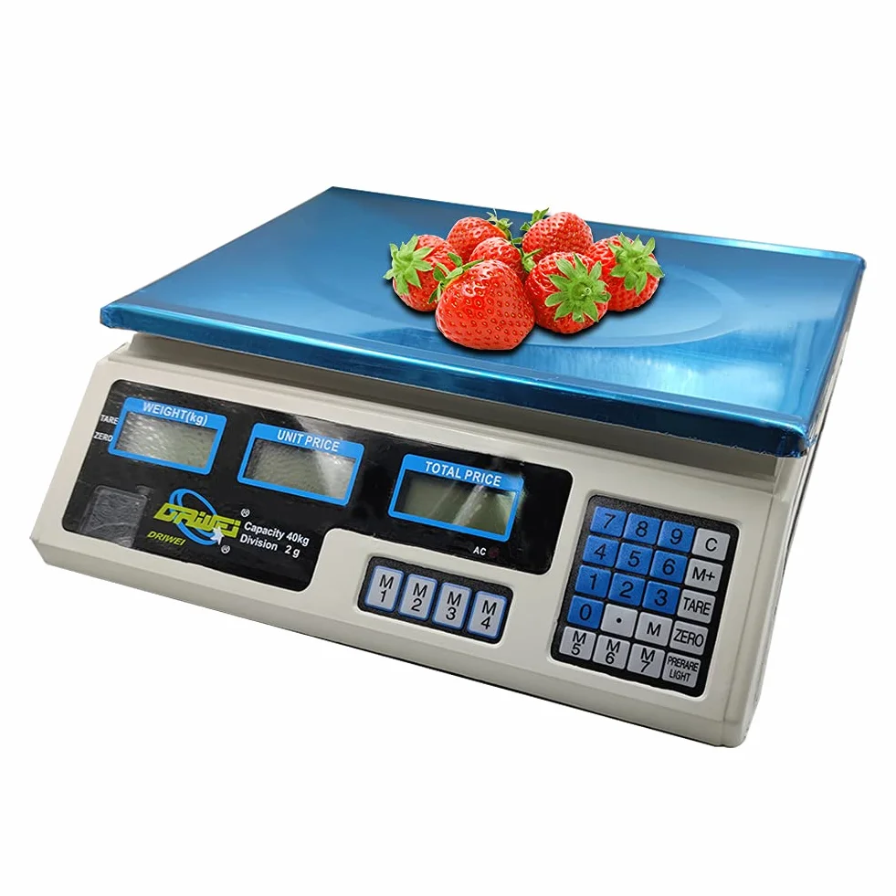 Bilancia digitale professionale commerciale da 40 kg CON BATTERIA RICARICABILE e alimentatore