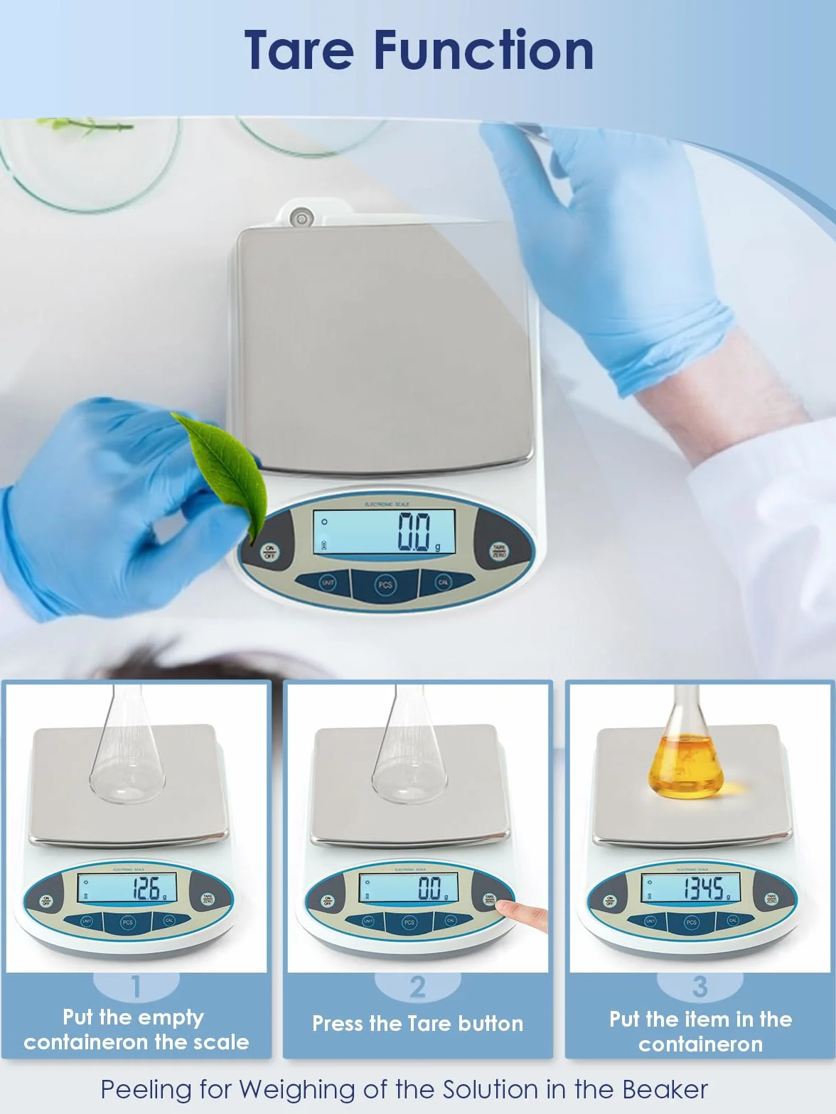 Bilancia da Laboratorio di Precisione 5kgx0.1g Digitale Elettronica CGOLDENWALL g/ct/oz/ozt/lb/dwt/%/tol