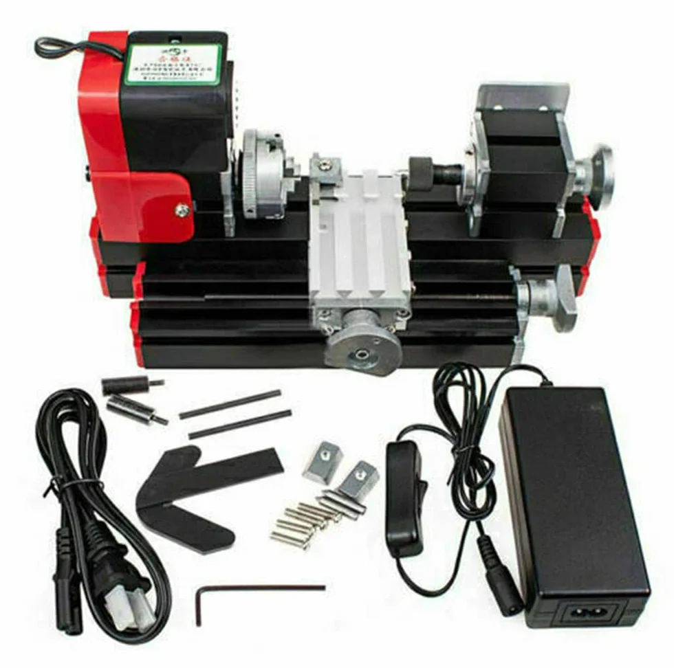 Mini Tornio per Metallo, Mini Tornio Manuale Motorizzato per Lavorazione del Legno DC 12V Mini Macchina Manuale per Lavorazione del Legno 20000 giri/min