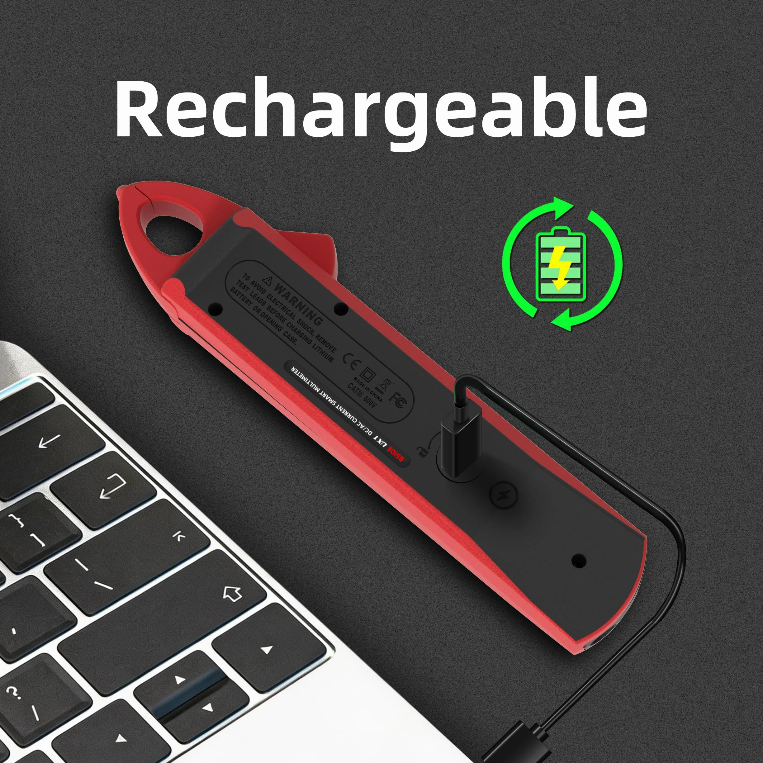 BSIDE UX1 1mA Pinza Amperometrica Bassa Corrente DC AC TRMS, Pinza Corrente di Dispersione per Automotive, Multimetro Automatico Ricaricabile di Tensione Resistenza Capacità Diodi Temperatura e NCV