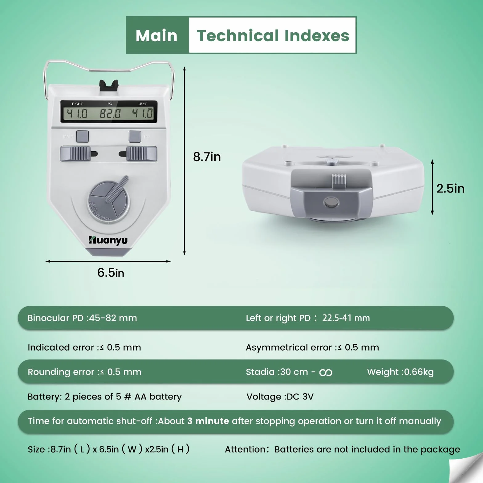 Pupillometro ottico digitale PD Meter 45-82mm LY-9AT Precisione 0,1-0,5mm LCD