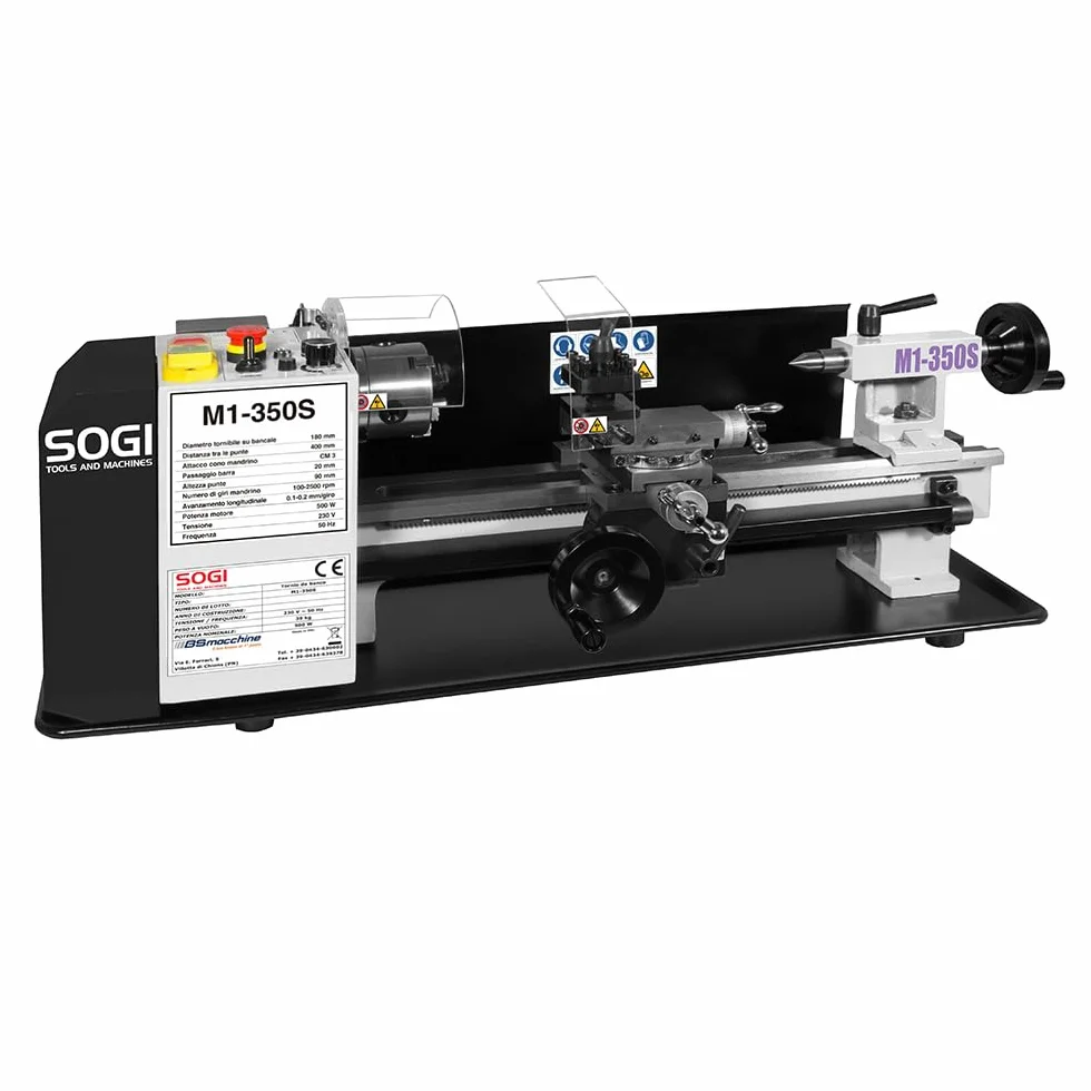 SOGI M1-350S Tornio per metalli da banco 180 x 400 motore Brushless avanzamento automatico