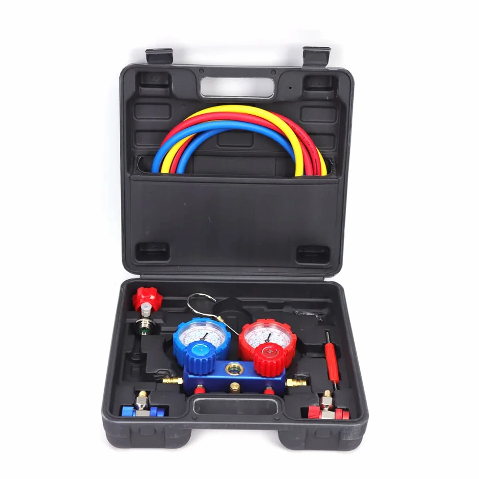 Sistema di montaggio per aria condizionata 2 vie con manometro pompa a vuoto R32 R410A R134A 3 tubi