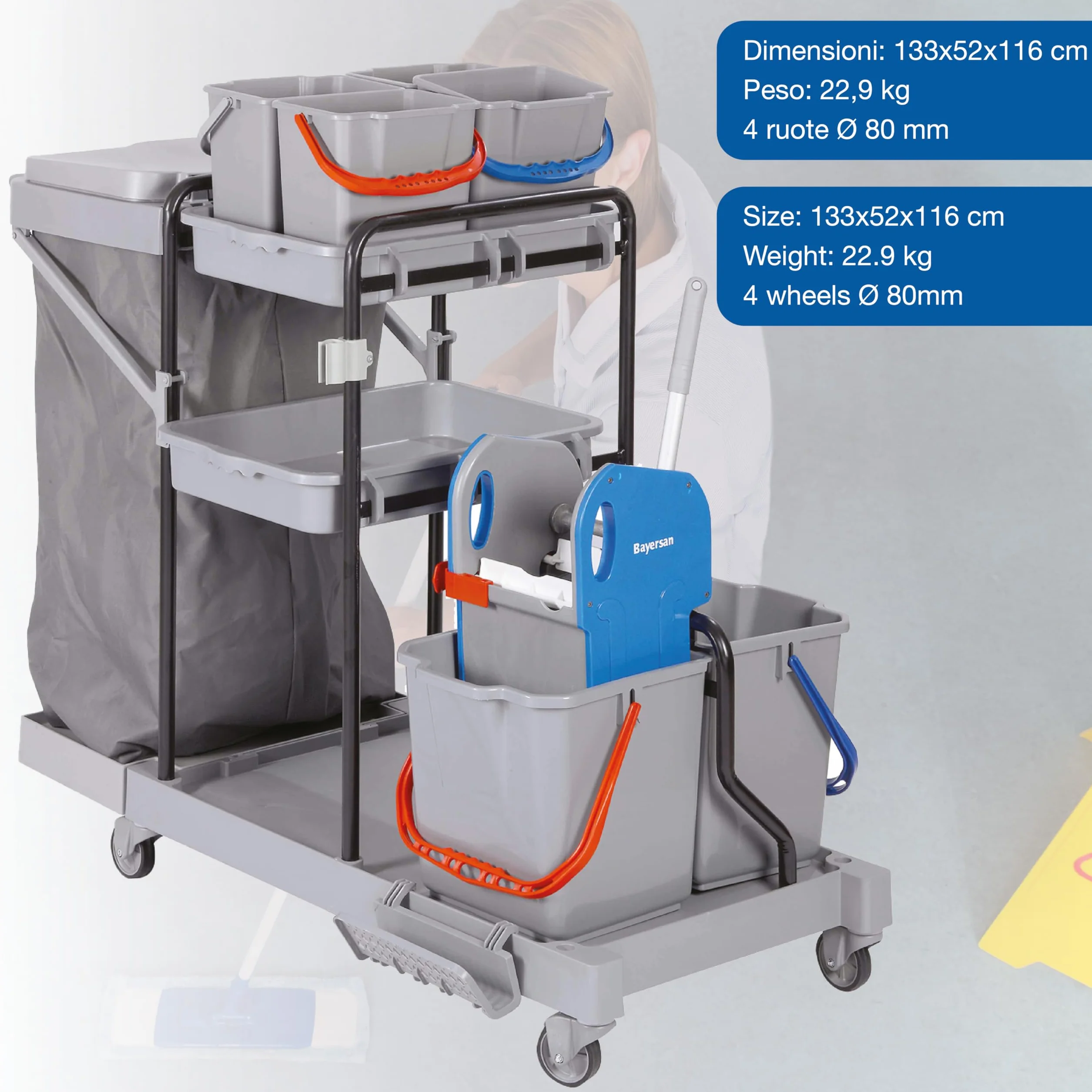 GIMA Carrello per pulizie multifunzionale