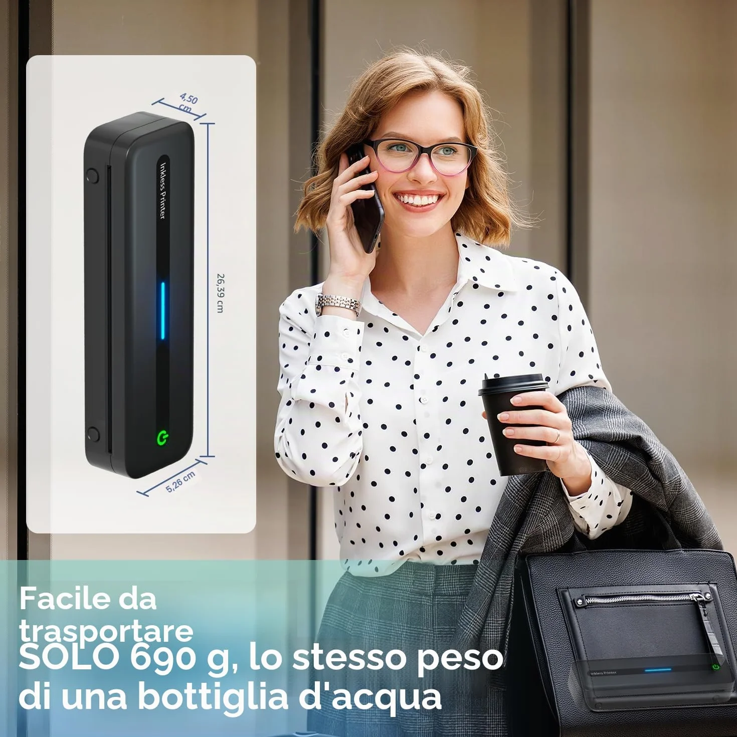 Stampante Portatile A4 M832 Bluetooth Termica Wireless per iPad Android iOS