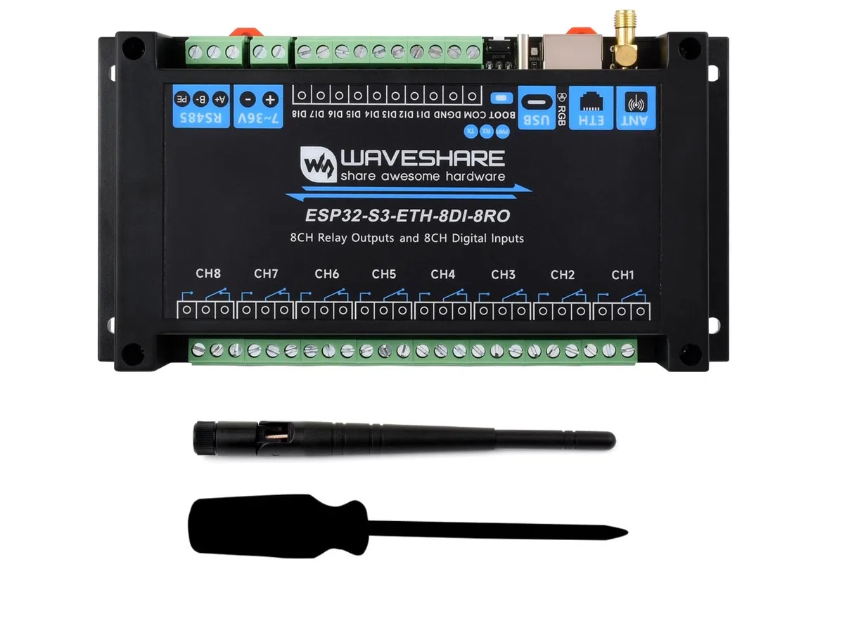 Waveshare Industrial 8-Channel ESP32-S3 WiFi Relay Module Based on ESP32-S3,Supports RS485 And Bluetooth/WiFi Remote Control,with Multiple Isolation Protection Circuits