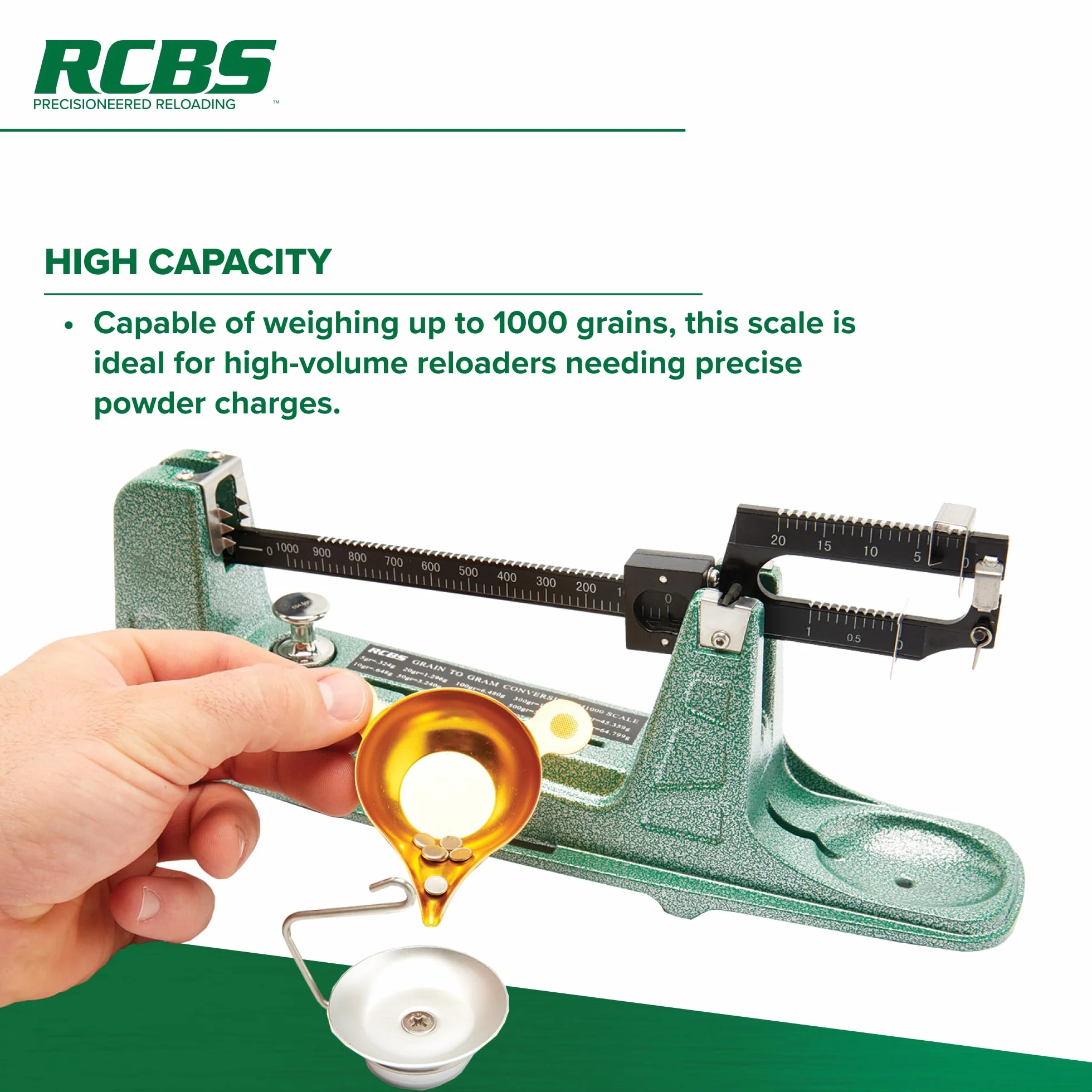 RCBS 98916, Bilancia Meccanica M1000 Unisex Adulto, Verde, Taglia Unica