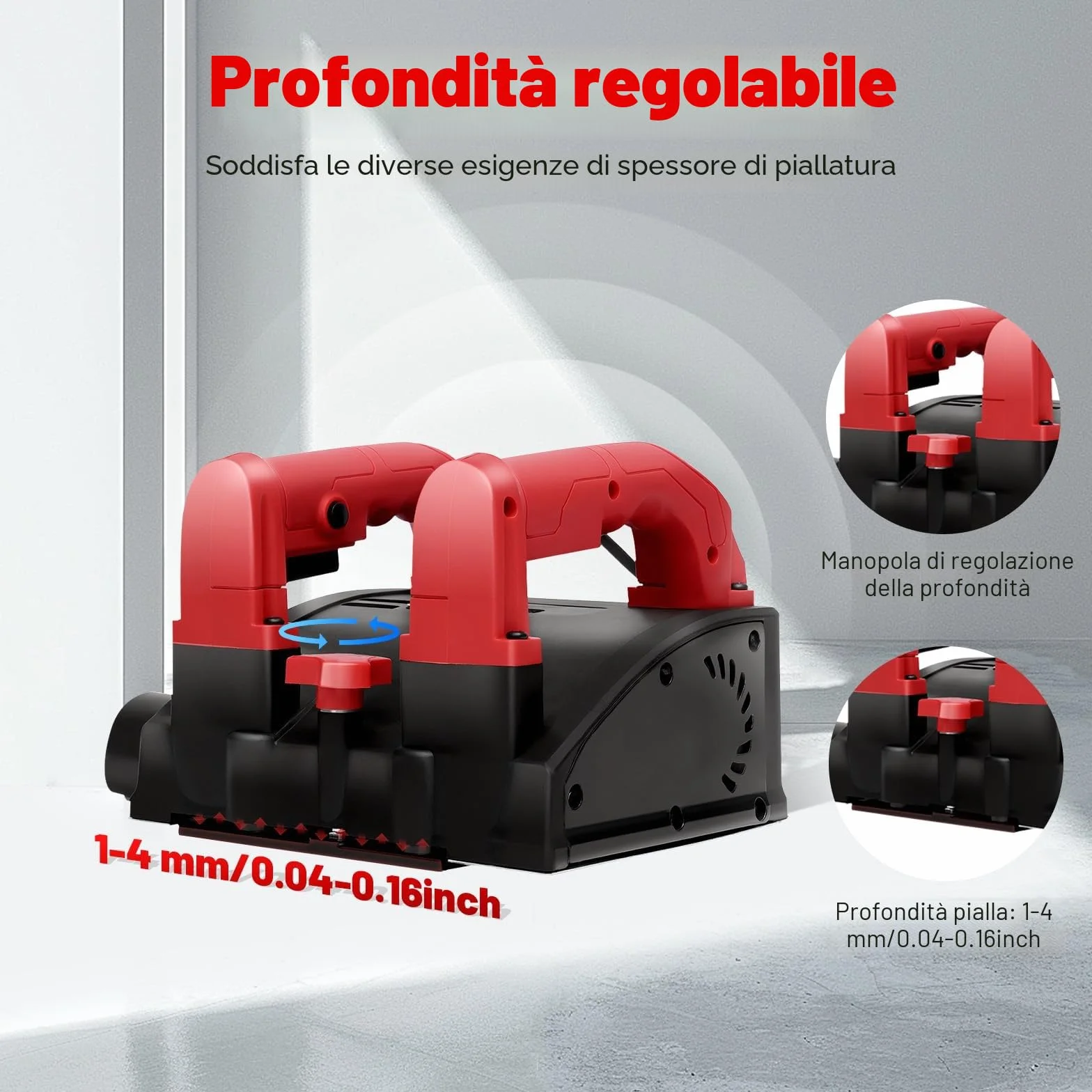 Fresa per ristrutturazione da 1200W, levigatrice per calcestruzzo, fresa per calcestruzzo, levigatrice, fresa per intonaco, fresa per muri, pialla elettrica da parete, levigatrice, fresa per intonaco