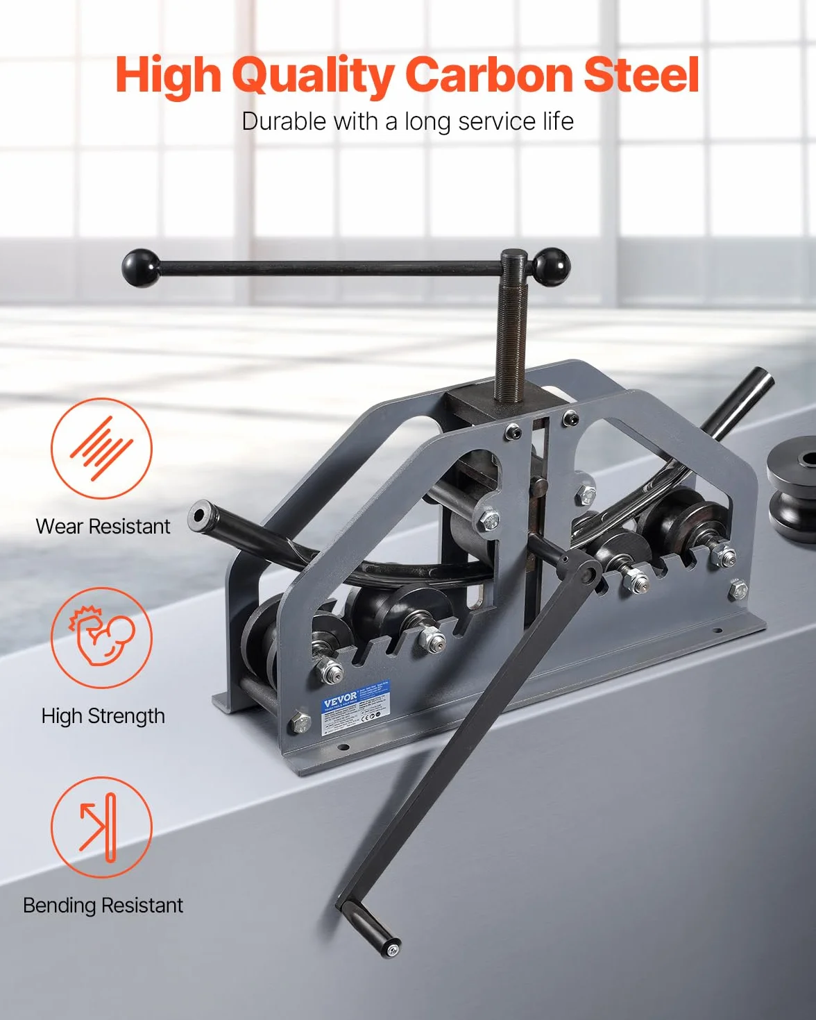 VEVOR Piegatubi a Rulli per Tubi 38,1 mm Manuale con 6 Matrici, Utensile per Piegare Tubi in Rame e Alluminio 360°