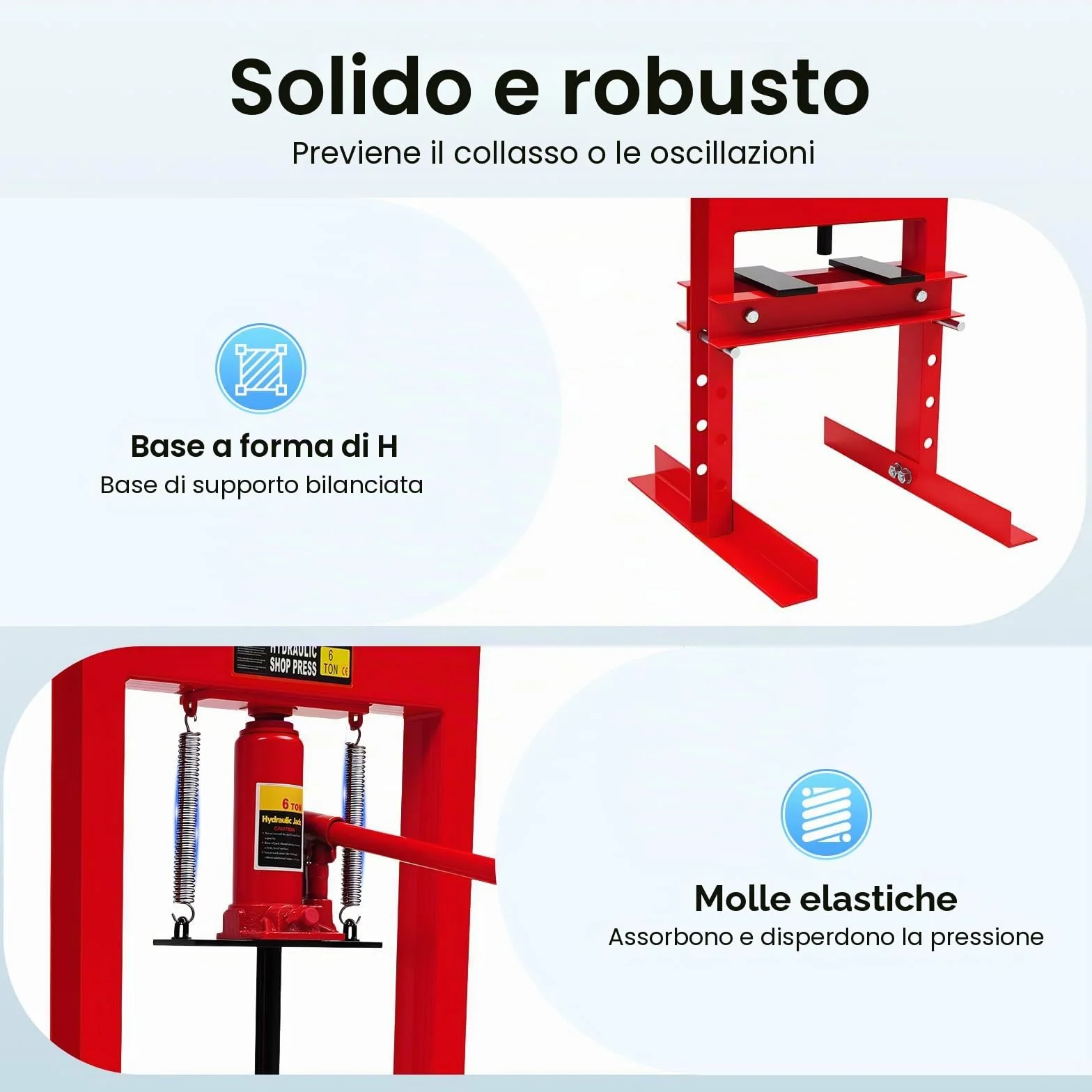 Pressa idraulica 6 tonnellate 125 mm professionale manuale per officina auto fai da te