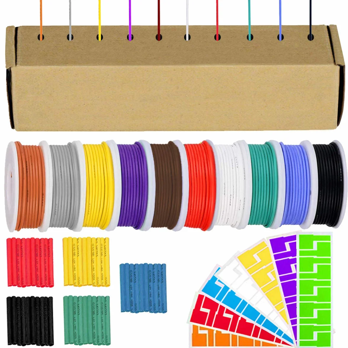 22AWG Hook up Wire Kit 22 Calibro Cavo in silicone 300V Stagnato Filo metallico incagliato 10 Colore 7m/23ft Ogni kit assortimento filo per fai da te