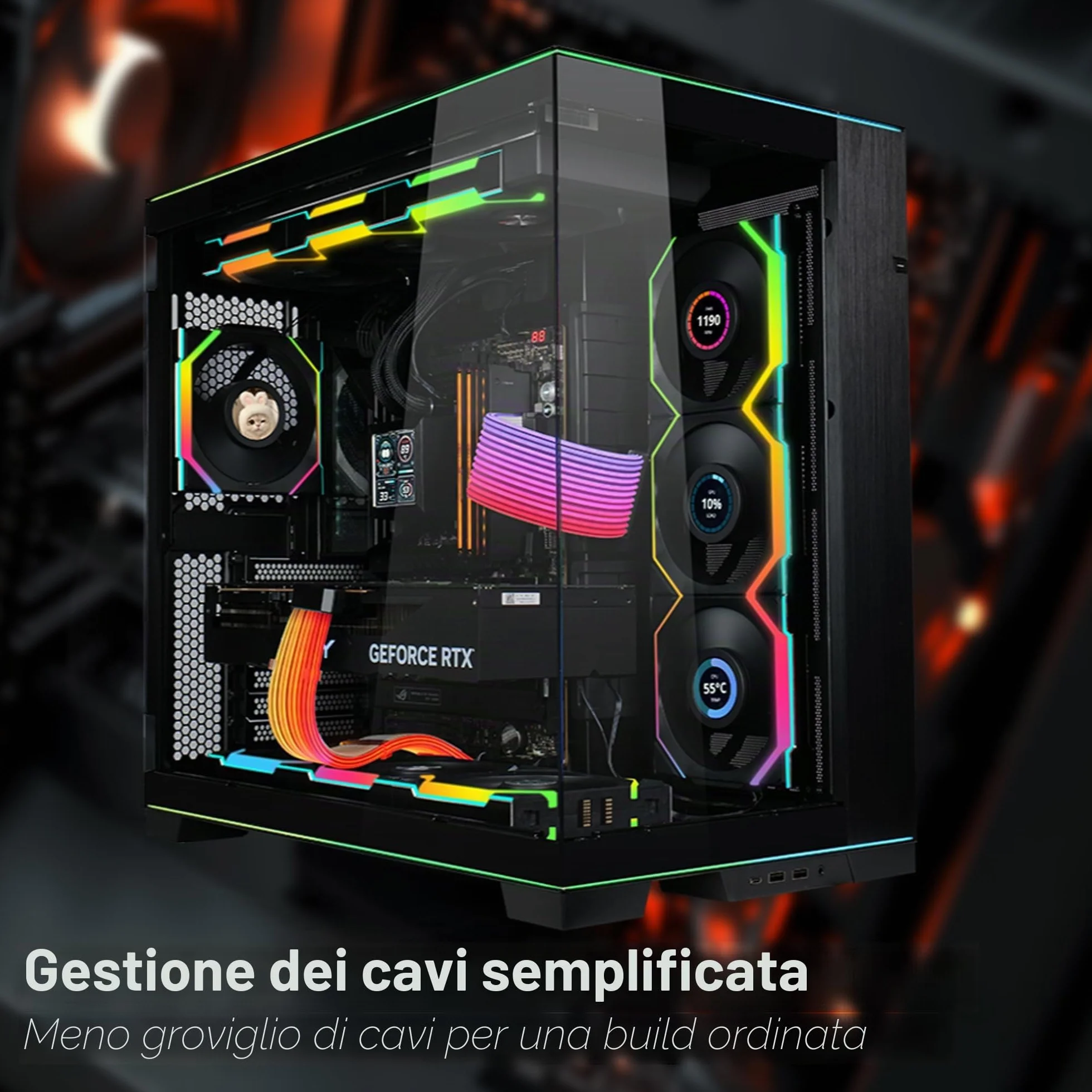Lian Li UNI FAN SL Ventilatore PC LCD Wireless 120mm RGB - Ventilatore PWM - 40 LED ARGB - fino a 1900 rpm - Sistema a slot - Flusso d'aria alto - Bassa vibrazione - Silenziatore