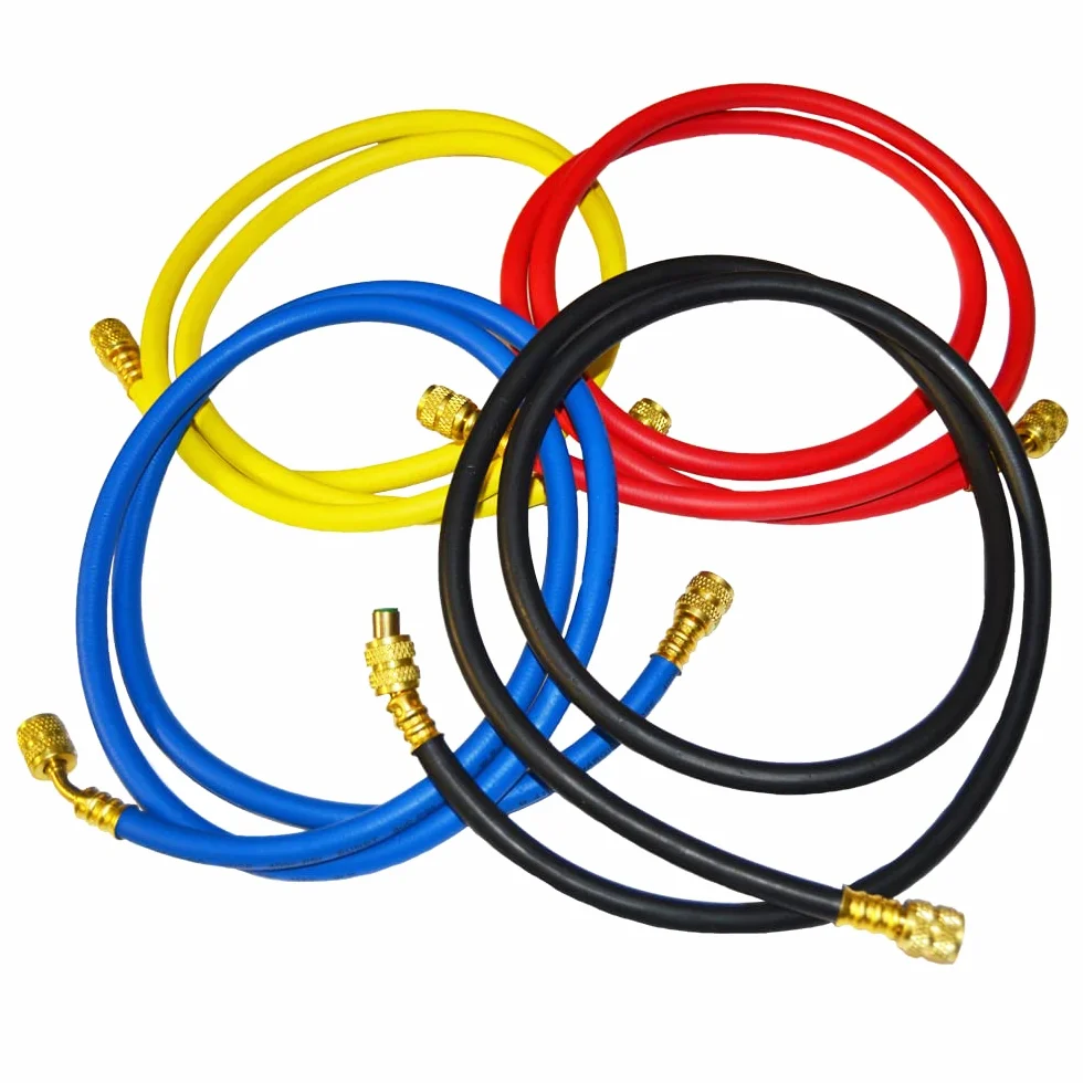 3S SuperSamaStore Kit Fruste per Gas R410A, Set 4 Tubi Flessibili Professionali per Ricarica Refrigerante, 5/16" SAE, 150 cm