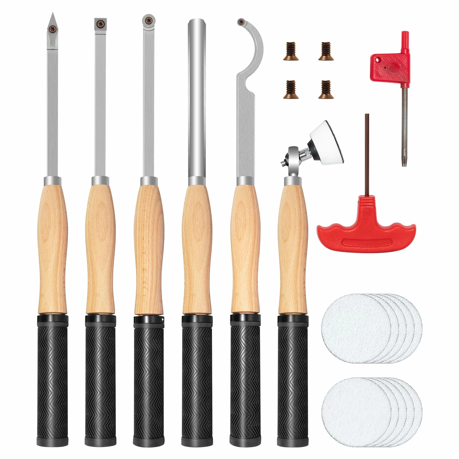Set di strumenti per tornitura per tornio in legno con punta in carburo con levigatrice a ciotola, tornio Rougher e Finisher a collo di cigno strumenti per scavare con 4 inserti in carburo