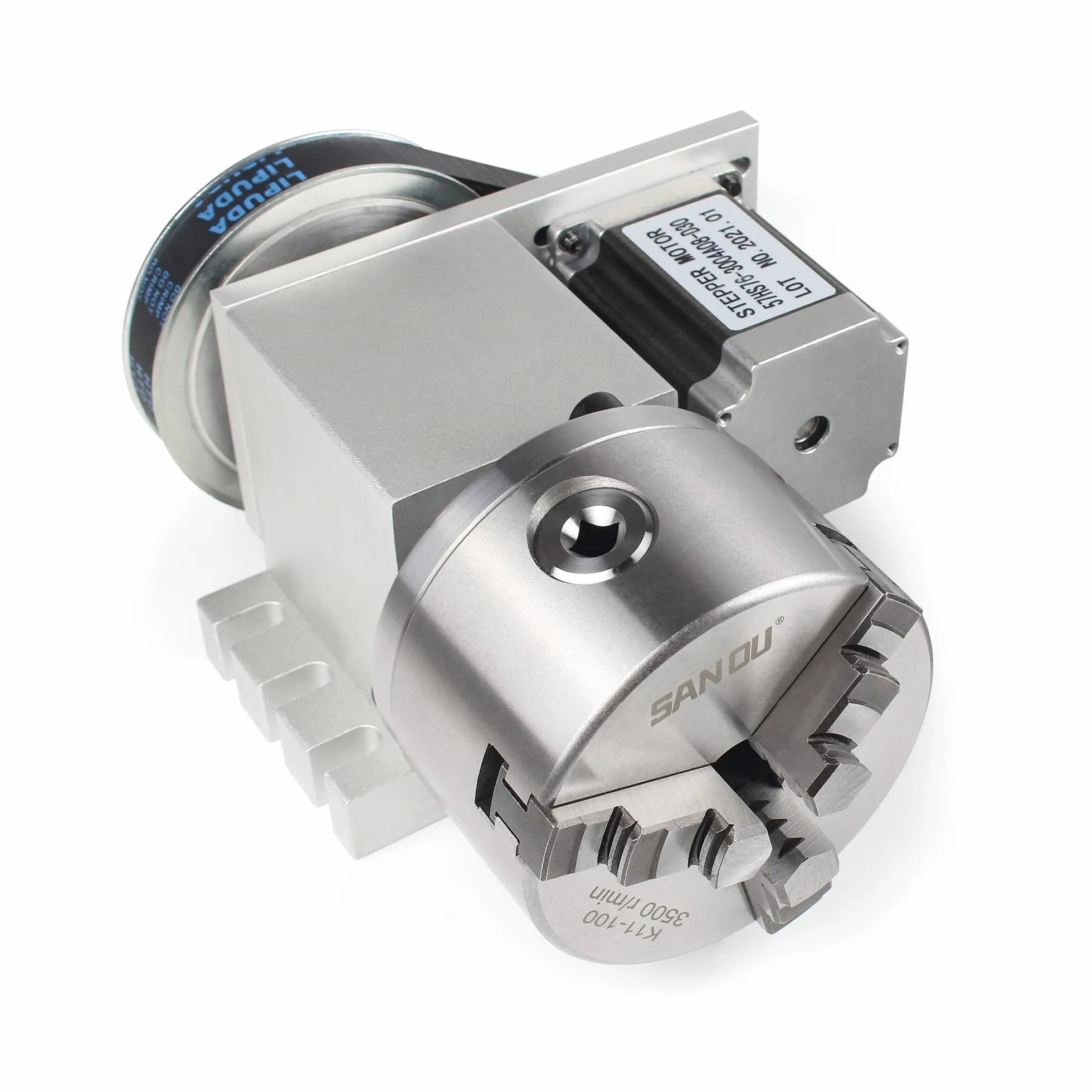 RATTMMOTOR Asse rotante CNC, asse rotante 4th Axis K11-100mm con albero cavo a 3 morsetti con rapporto di trasmissione 6:1 e mandrino da 65mm per tornio CNC, fresatrice