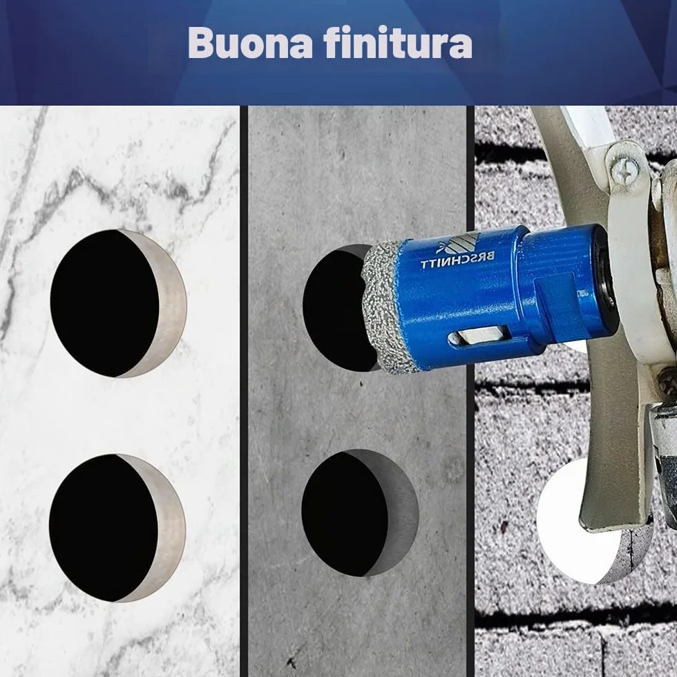 Punta per Trapano Diamantata Set BRSCHNITT 20/25/35/50mm Fresa Diamantata M14 Filo per Porcellana Granito Piastrella Marmo Taglio a Secco