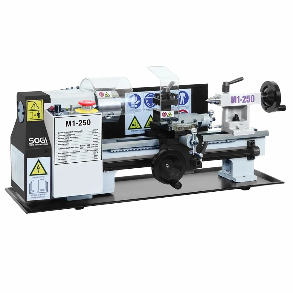 SOGI M1-250 Tornio per metalli da banco 180 x 300 avanzamento automatico longitudinale
