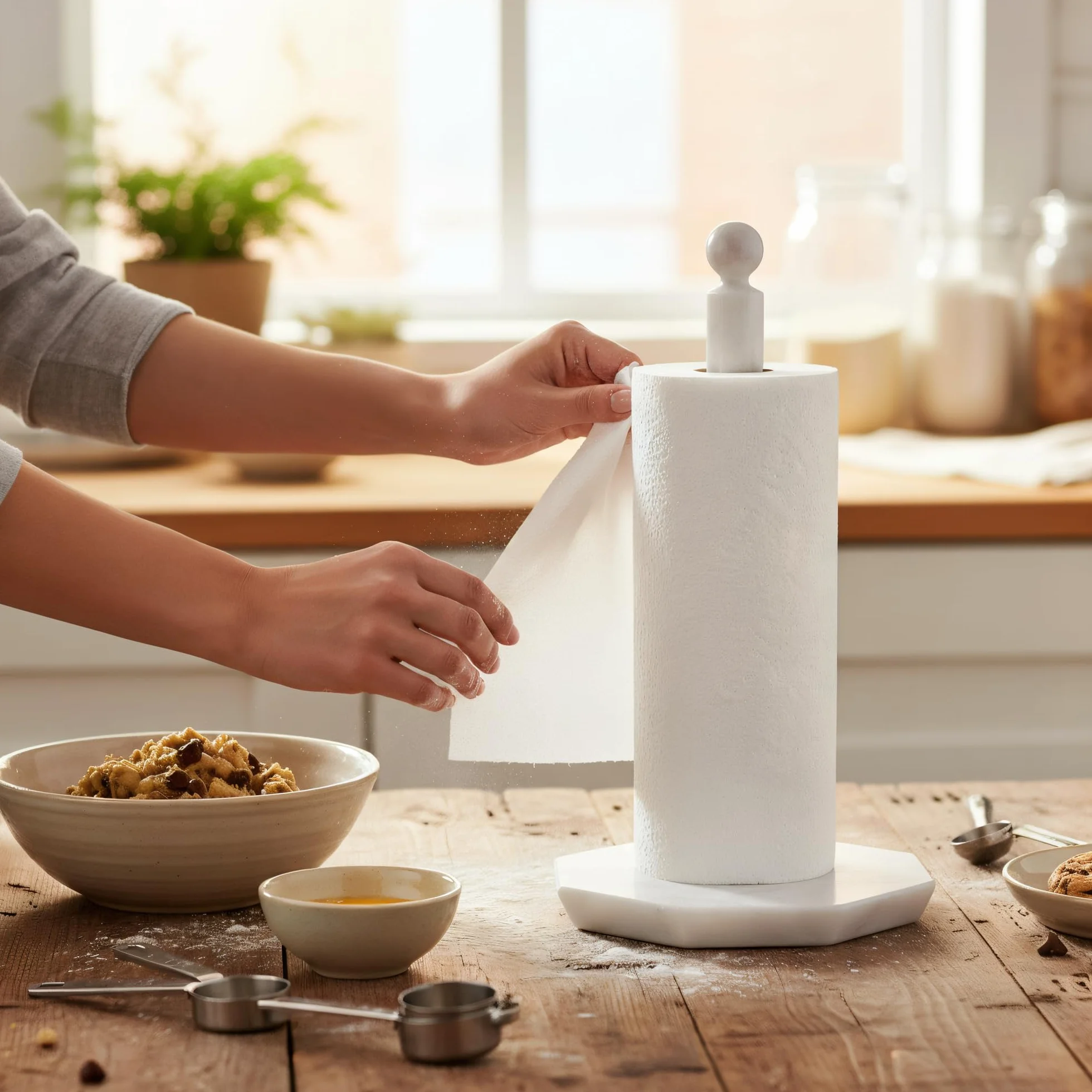 Portasciugamani di carta in marmo bianco 31 cm fatto a mano per cucina bagno elegante design pietra organizer asciugamani