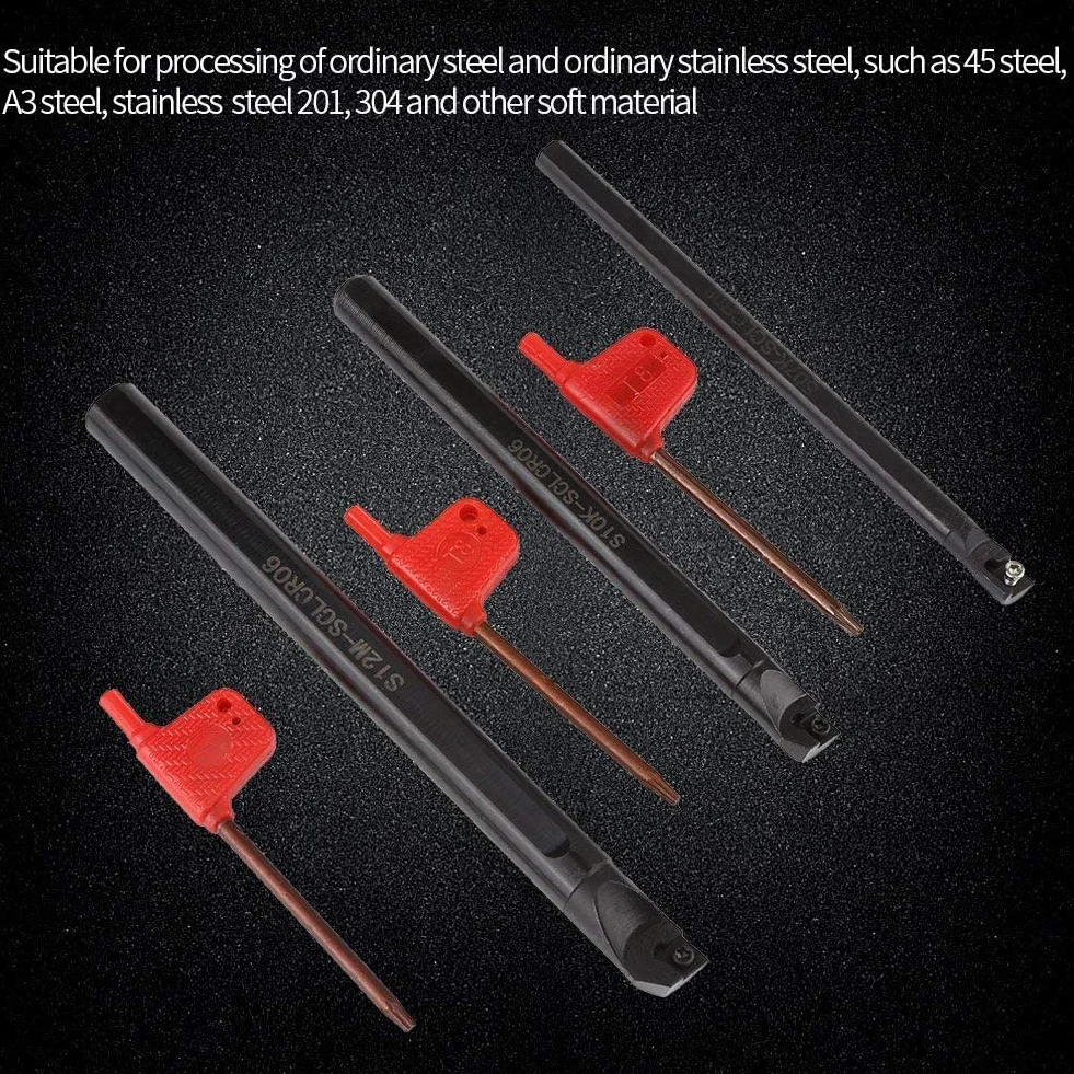 SEAFRONT Set di Utensili Per Tornio CNC, Barra di Torsione Interna del Supporto del Foro Tornio Sclcr + Inserto Ccmt0602 10 Pezzi + Chiave 3 Pezzi