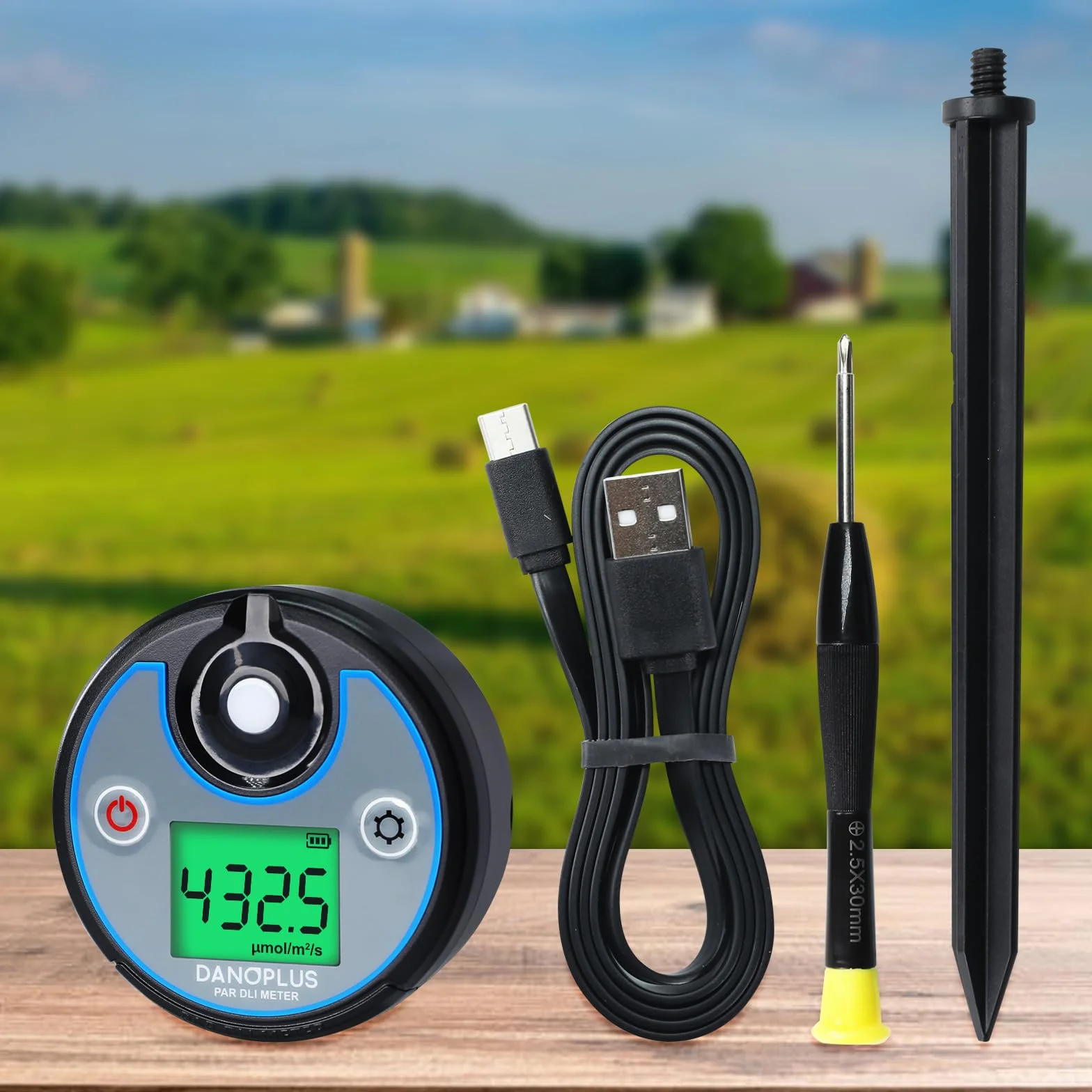 PAR Meter 2 in 1 DLI Meter con registrazione dati 400-700 nm PPFD Misuratore di luce solare