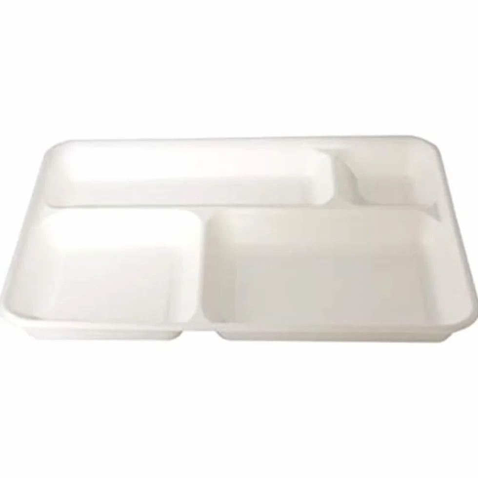 Generico Piatti usa e getta vassoi bagassa 4 scomparti 80 pezzi 37x27 cm