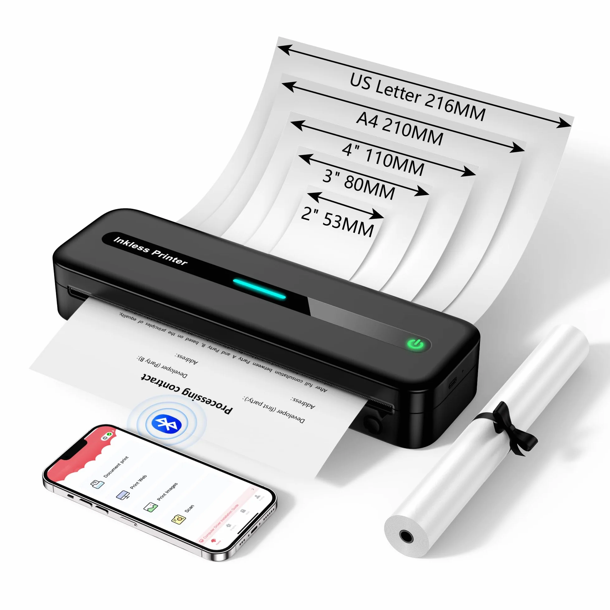 Stampante Portatile A4 M832 Bluetooth Termica Wireless per iPad Android iOS
